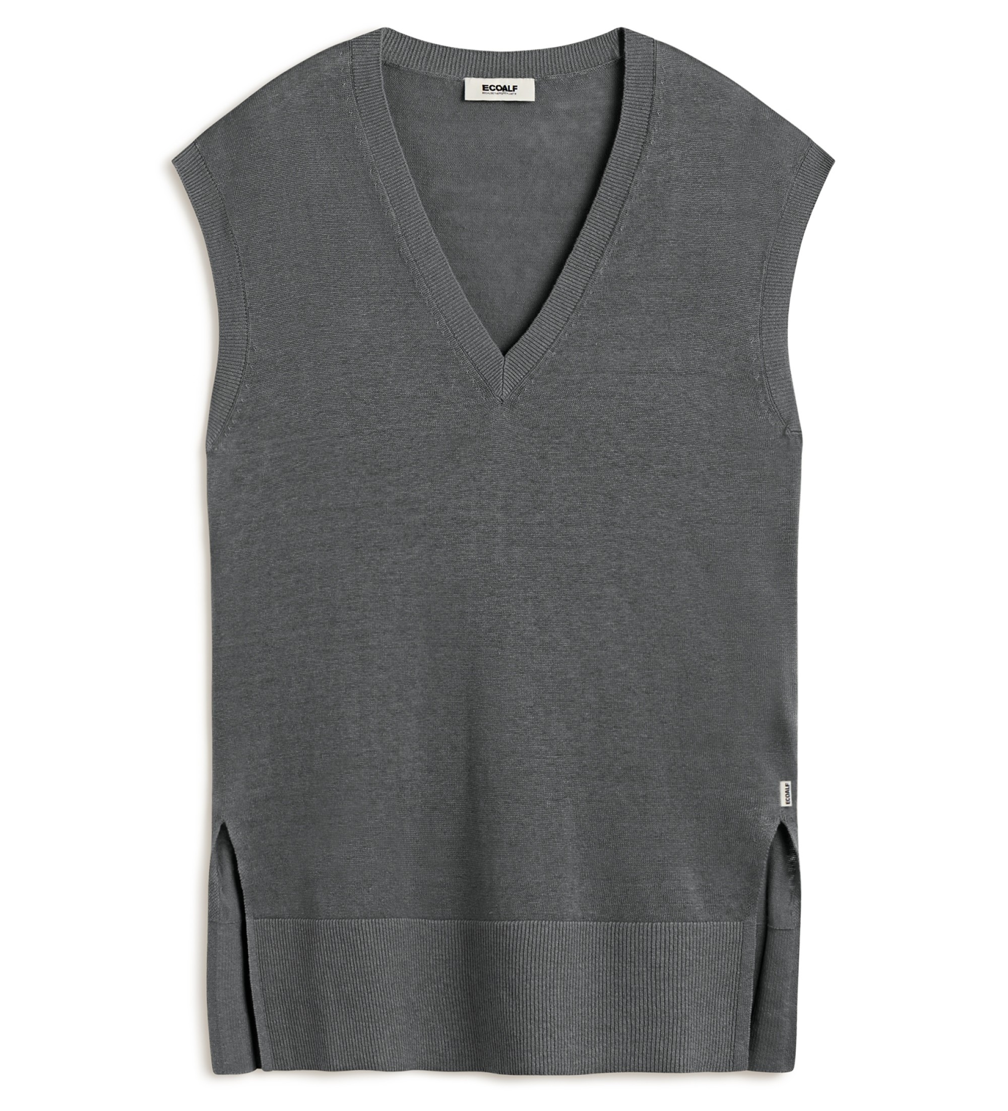 ECOALF für Damen. MCWGAKNSABAL0636S25-317 Sabalgrauer Pullover (S), Lässig, Leinen, Ärmellos / Hosenträger, Nachhaltig