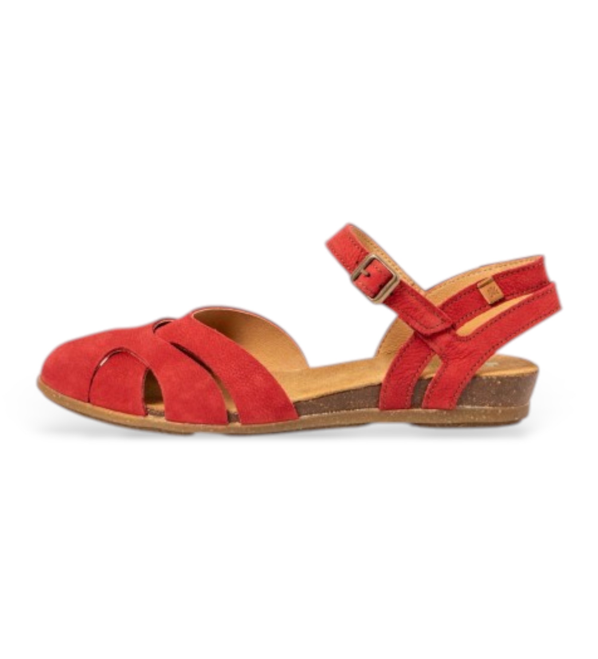 El Naturalista für Damen. 252071381005_008 Leder Sandalen N5207 Stella rot (41), Wohnung, Schnalle, Lässig