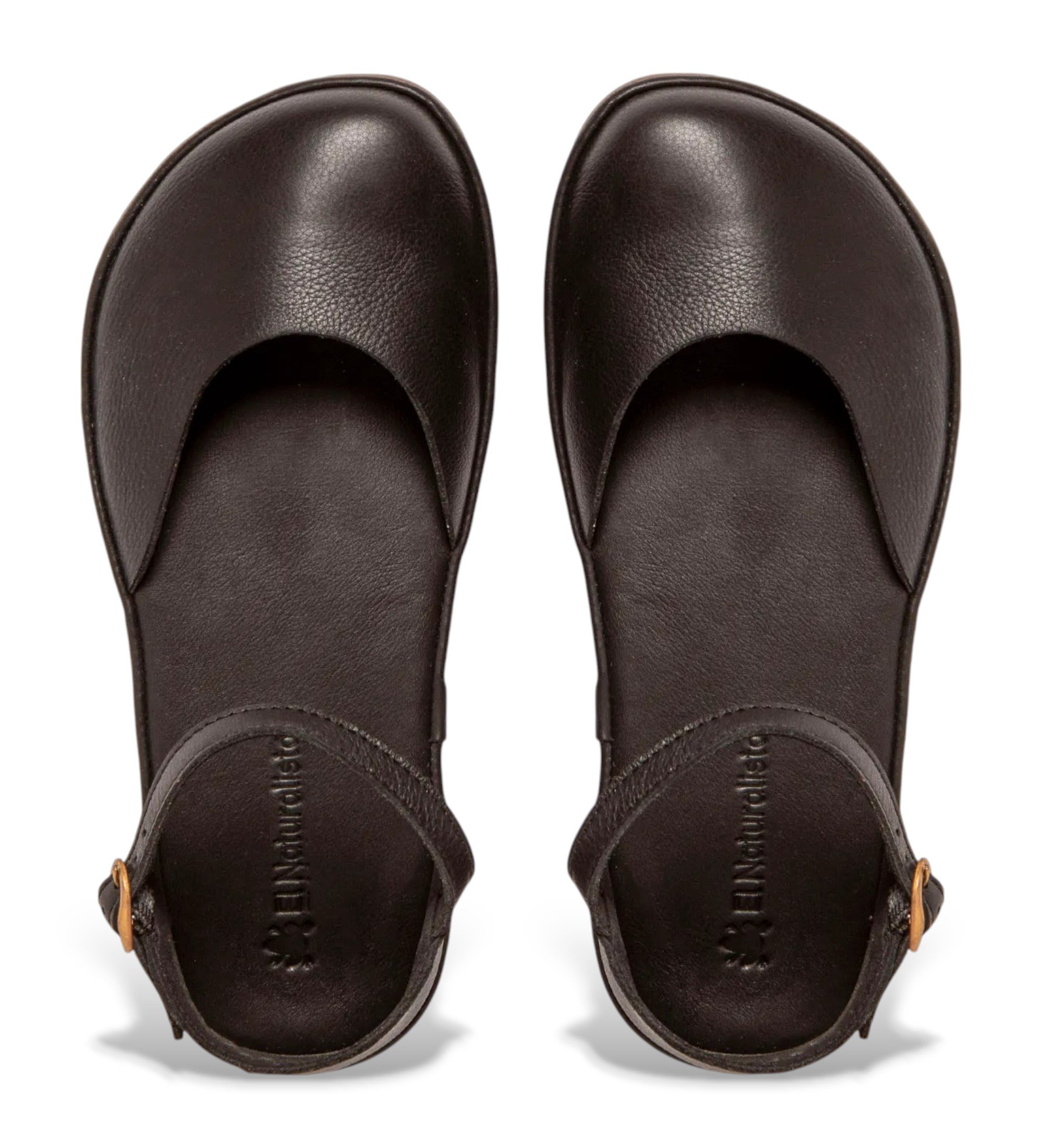 El Naturalistavoor vrouwen. 256831101005_001 Leren sandalen N5683 Bare zwart (40), Leer, Plat, Gesp, Casual