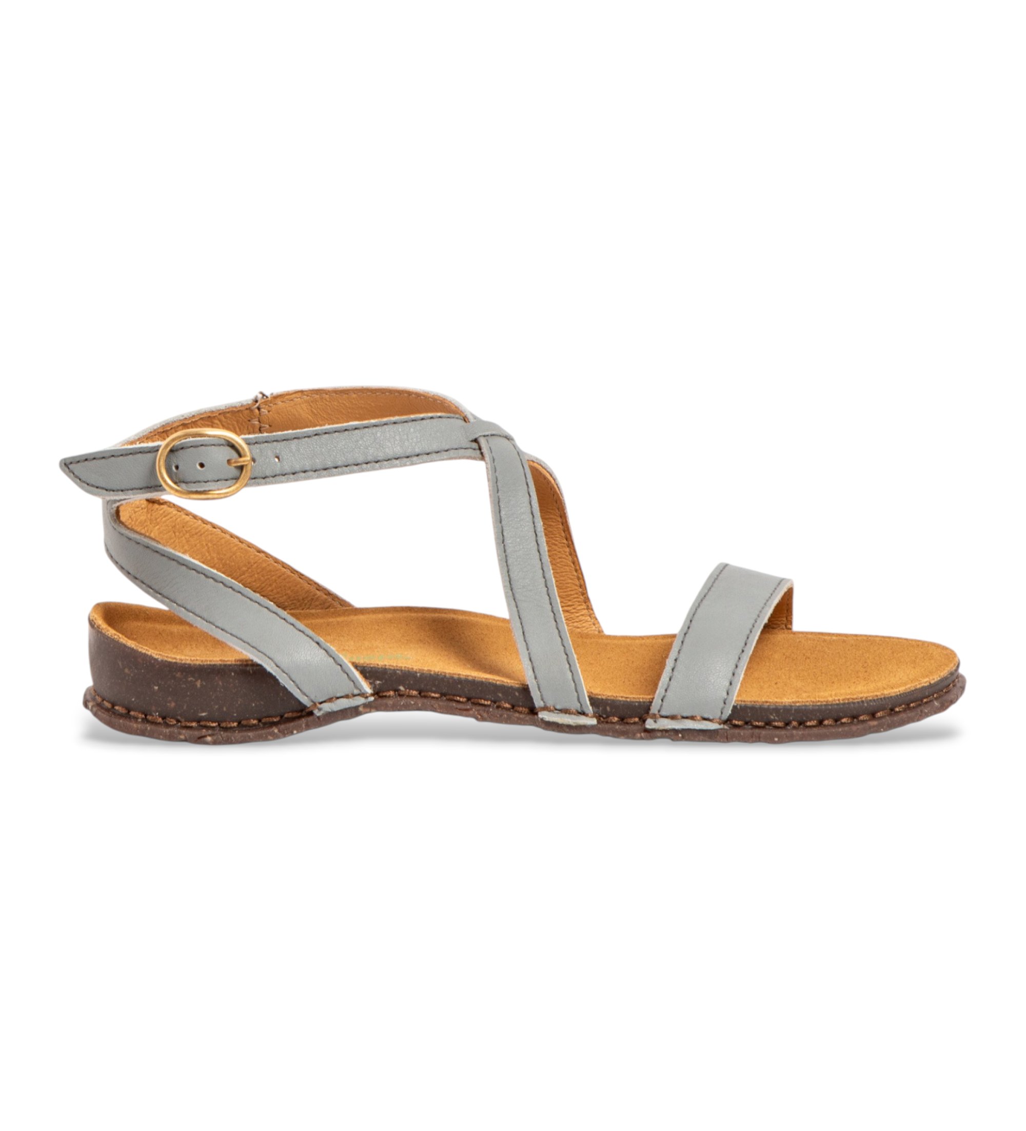 El Naturalista für Damen. 258021361005_061 Beige Ledersandalen N5802 (39), Wohnung, Schnalle, Lässig