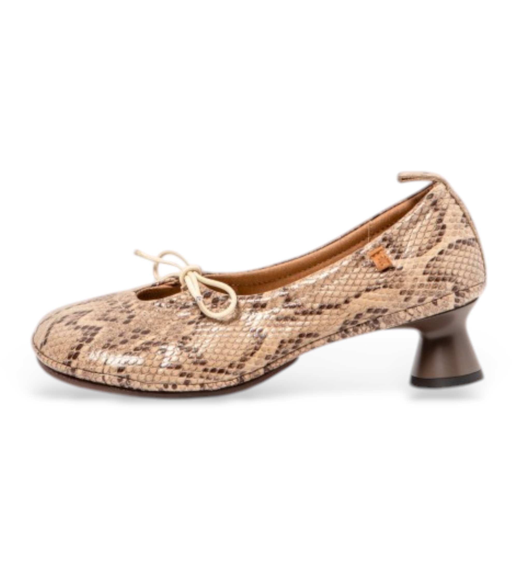 El Naturalista für Damen. 2N6951220005_020 Lederschuhe N695 Alma beige (38), 3 bis 5 cm, Keine, Lässig, Tierdruck, Klassisch