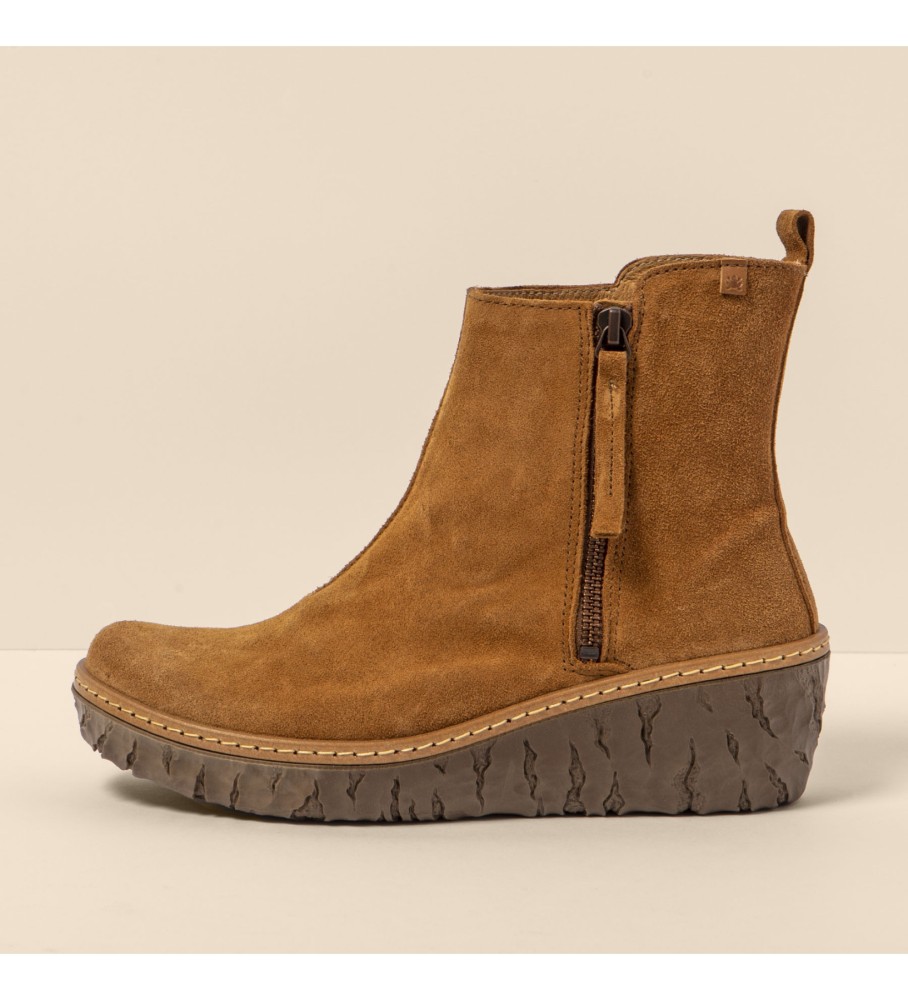 El Naturalista für Damen. 251671155005_023 Lederstiefeletten N5167 Myth Yggdrasil hellbraun -Absatzhöhe 5,7cm (40), 5 bis 8 cm, Reißverschlu