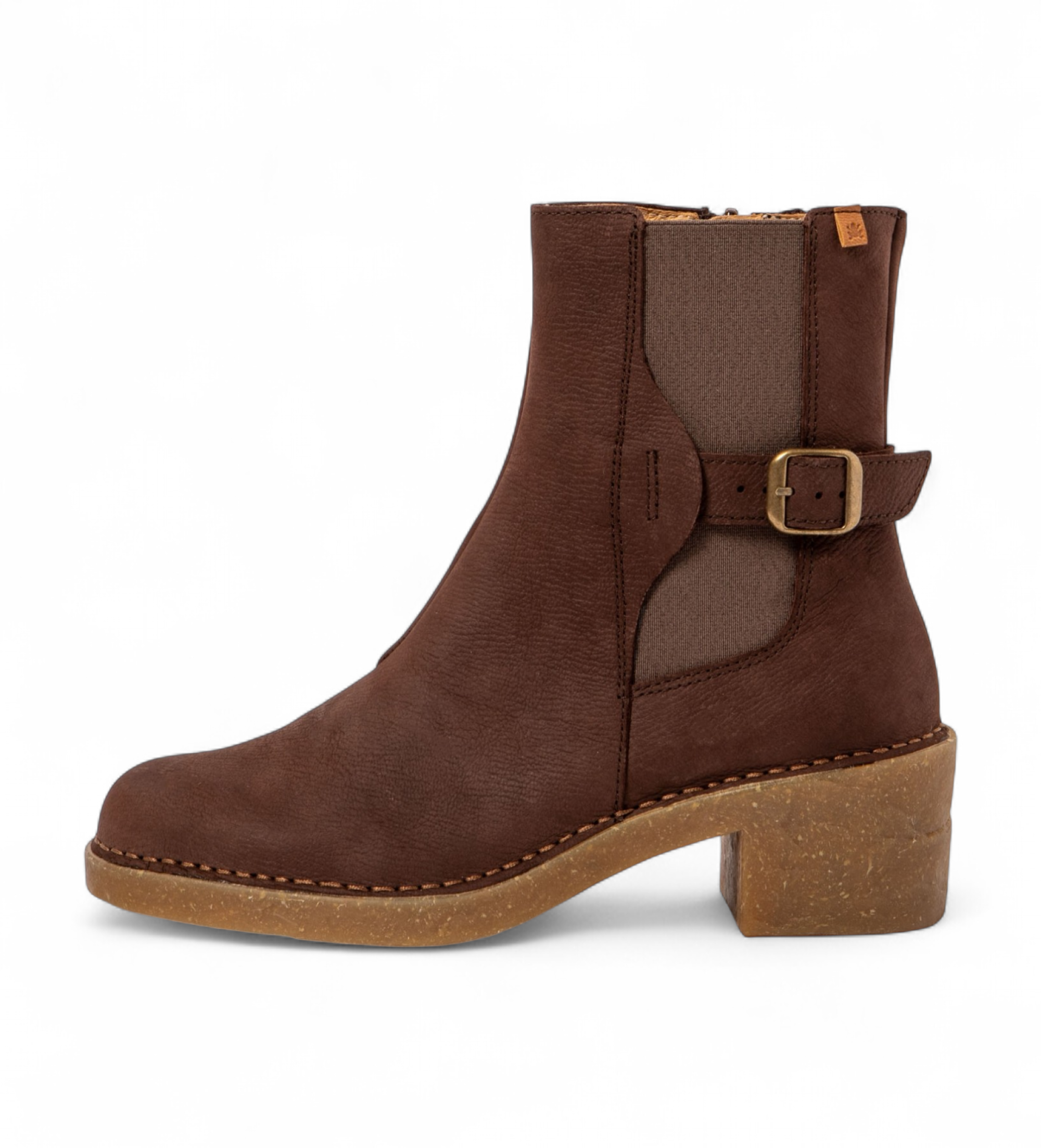 El Naturalista für Damen. 256691112005_012 Braune Lederstiefeletten N5669 (40), 3 bis 5 cm, Reißverschluss, Lässig