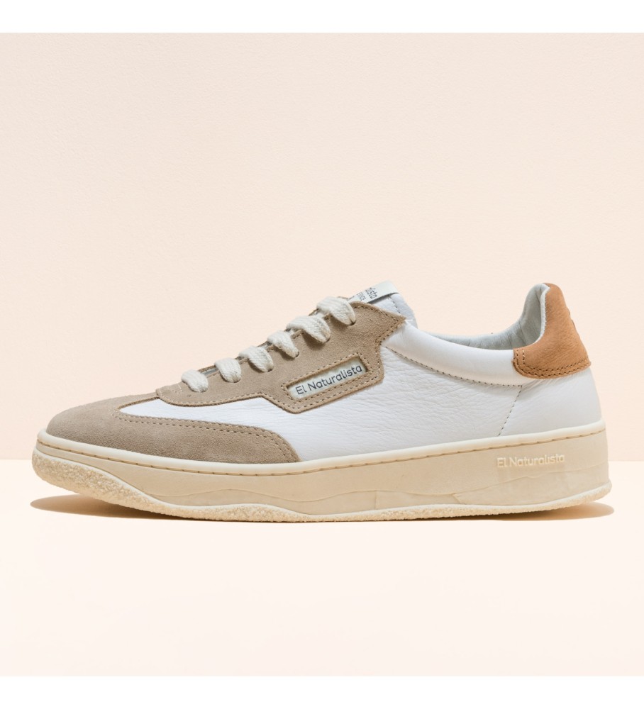 El Naturalista Unisex. 258411117005_017 Leder Turnschuhe N5841 Multi Material weiß (45), Stoff, Wohnung, 1 bis 3 cm, Schnürsenkel, Lässig