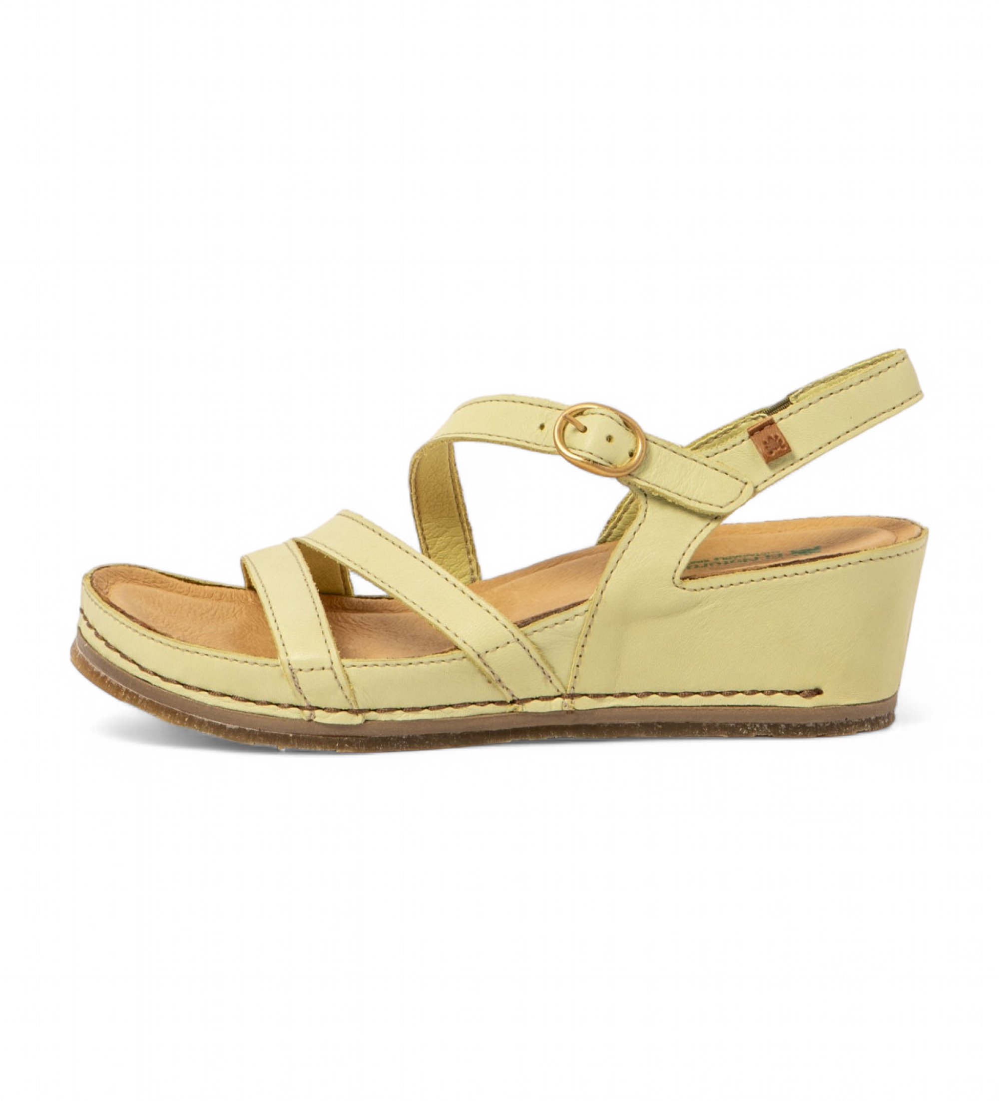 El Naturalista für Damen. 2585511ZR005_0G3 N5855 Picual Limonengrüne Ledersandalen (36), 3 bis 5 cm, Schnalle, Lässig