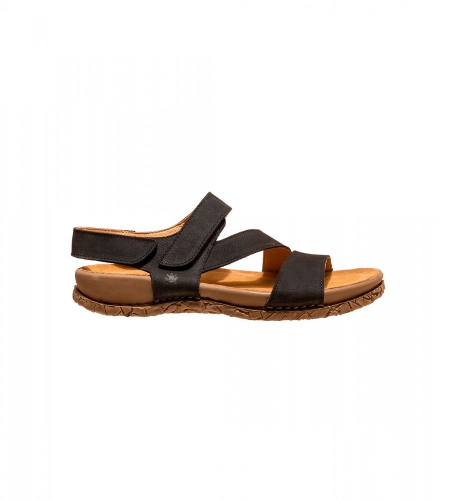 El Naturalistaunisex. 258601101005_001 Leren sandalen N5860 Tabernas zwart (42), Leer, Plat, Klittenband, Casual
