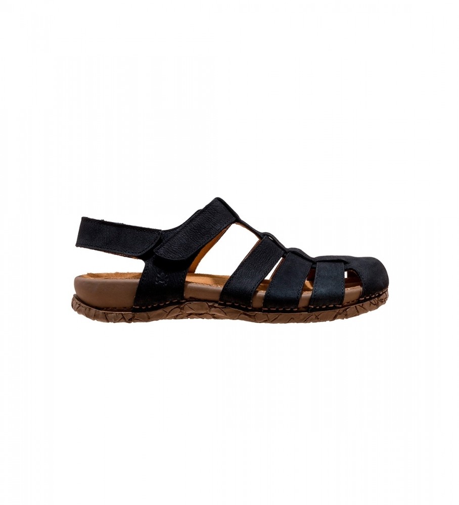 El Naturalistaunisex. 258621101005_001 Leren sandalen N5862 Tabernas zwart (36), Leer, Plat, Klittenband, Casual
