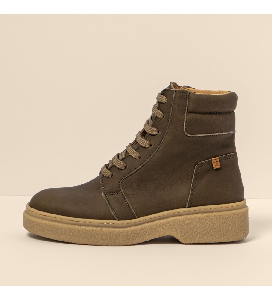 El Naturalista für Damen. 2590011FE005_0G3 Lederstiefelette N5900 Arpea grün -Absatzhöhe 4,5cm (36), 3 bis 5 cm, Reißverschluss, Lässig