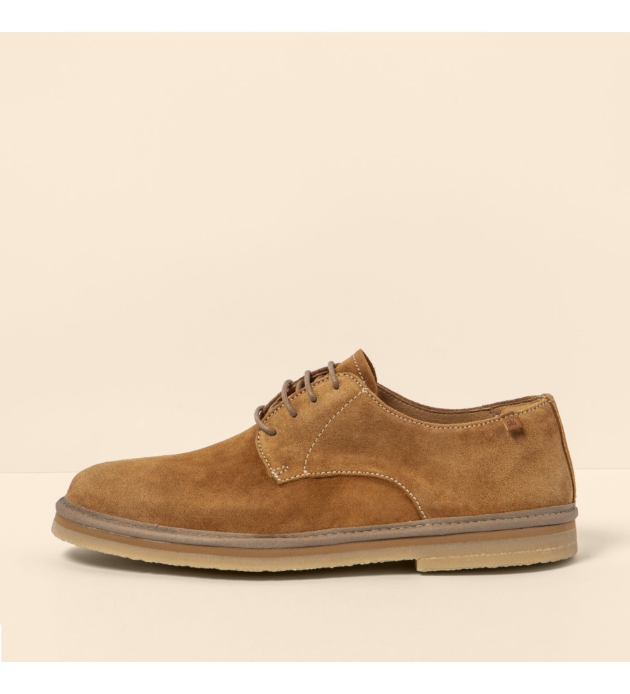 El Naturalista für Herren. 259521155005_023 N5952 Silk Suede Toffee Lederschuhe (41), Wohnung, 1 bis 3 cm, Schnürsenkel, Lässig, Kunstleder