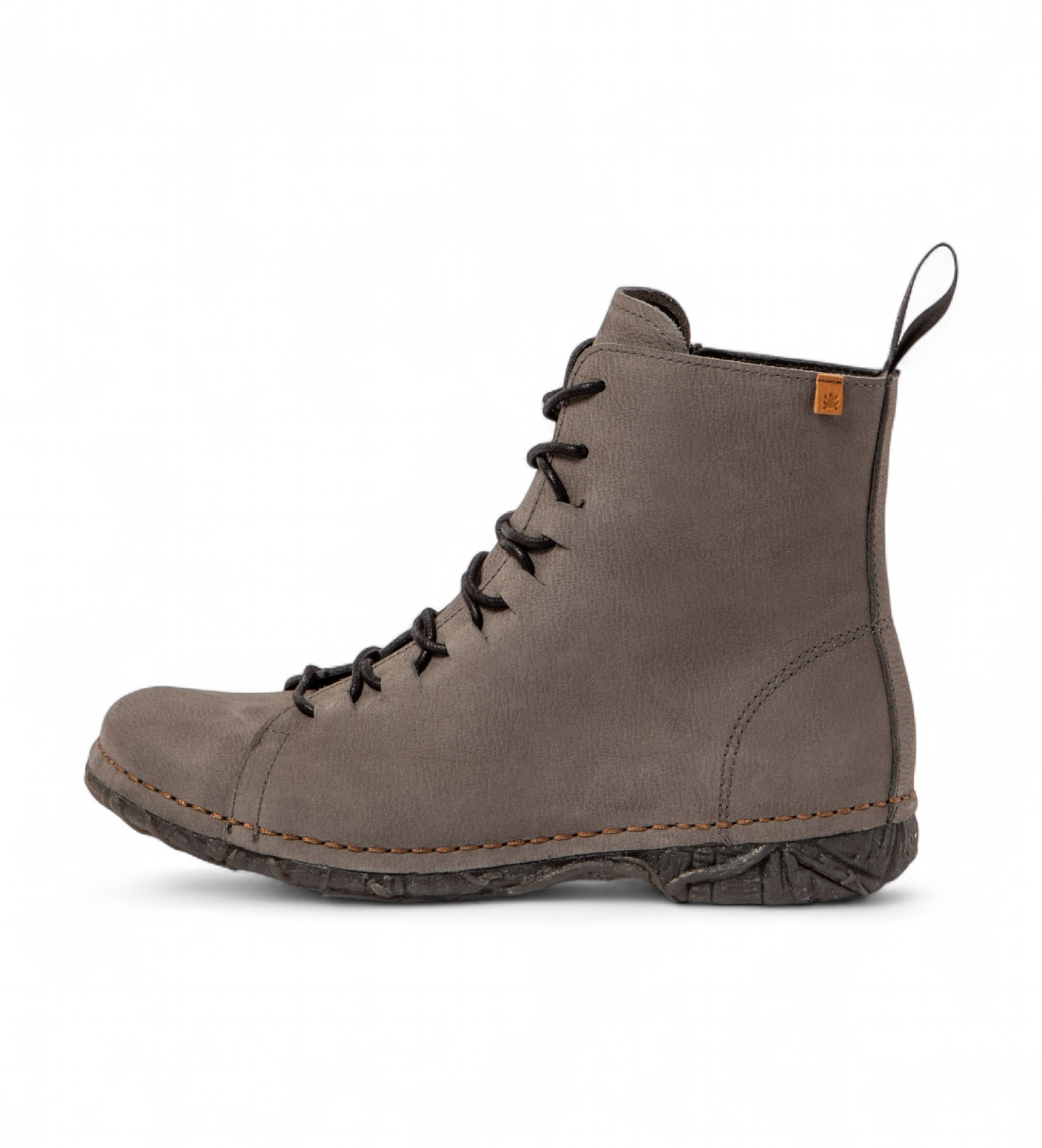 El Naturalista für Damen. 2N9091110005_039 Angenehme graue Lederstiefeletten (37), Wohnung, Schnürsenkel, Lässig