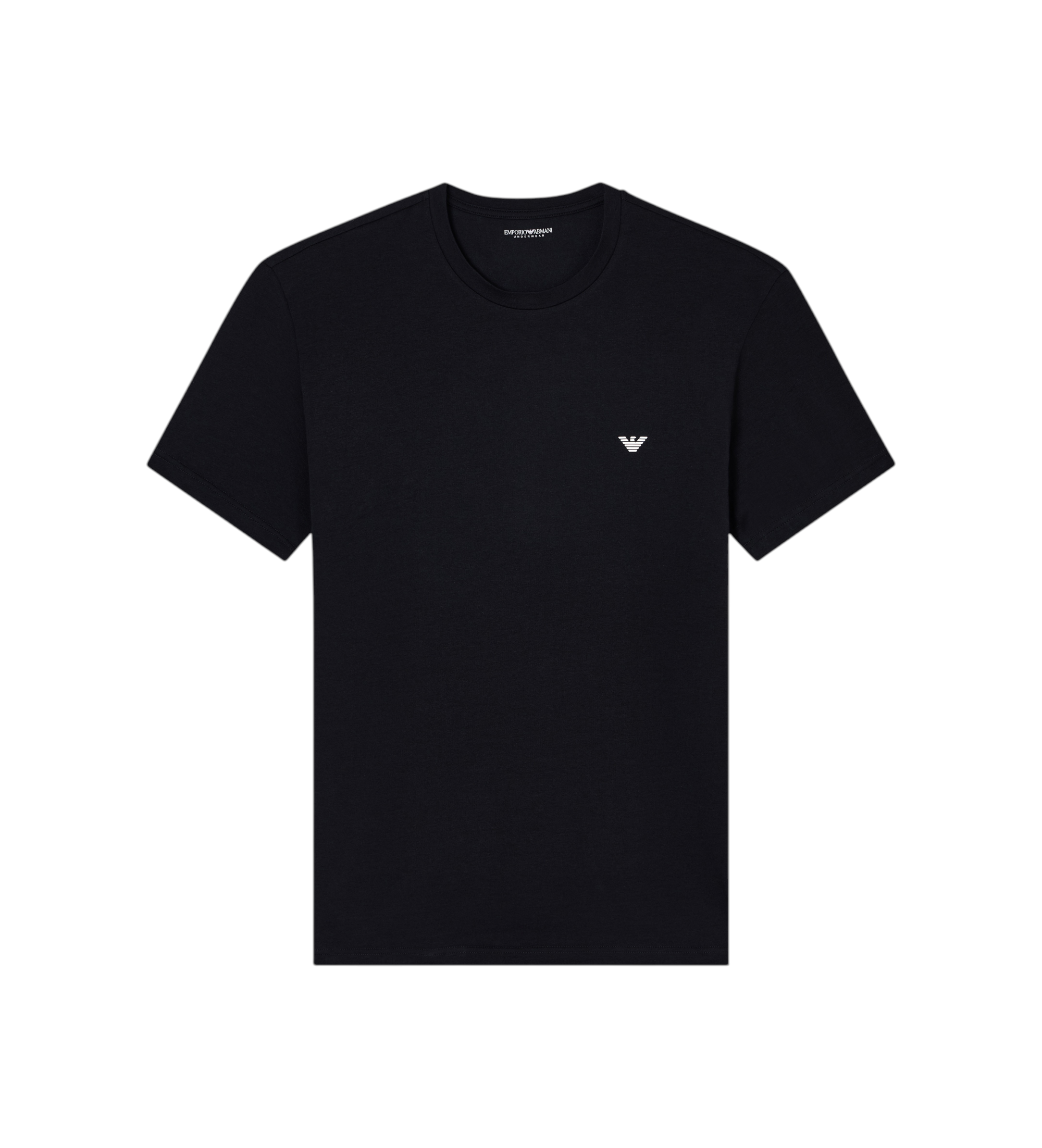 Emporio Armani für Herren. EM000379_AF14133 Eng anliegendes schwarzes Heim-T-Shirt aus elastischem Strick (S), Lässig, Heimtextilien, Baumwo