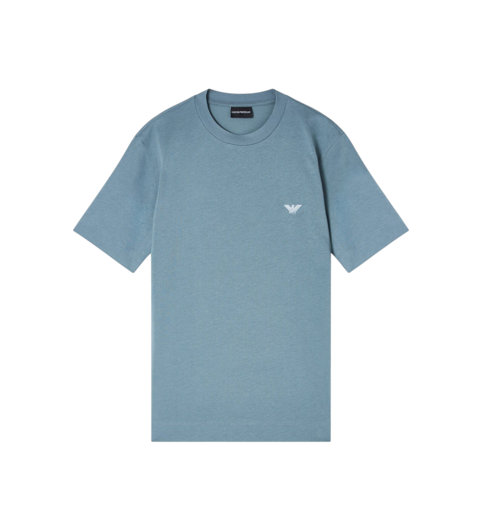 Emporio Armani für Herren. EM005396_AF13715 Blaues Slim Fit T-Shirt aus Grobstrick (S), Lässig, Baumwolle, Kurzarm