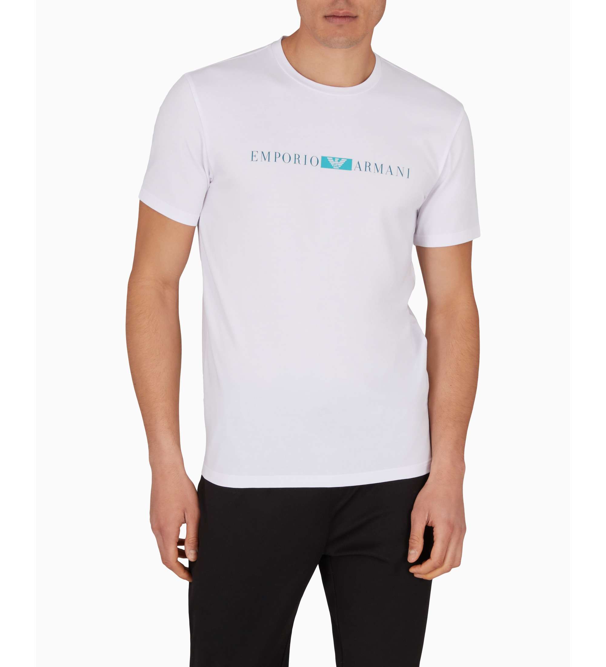 Emporio Armani für Herren. EM000379_AF10774 Mini-Logo-T-Shirt weiß (S), Lässig, Baumwolle, Kurzarm