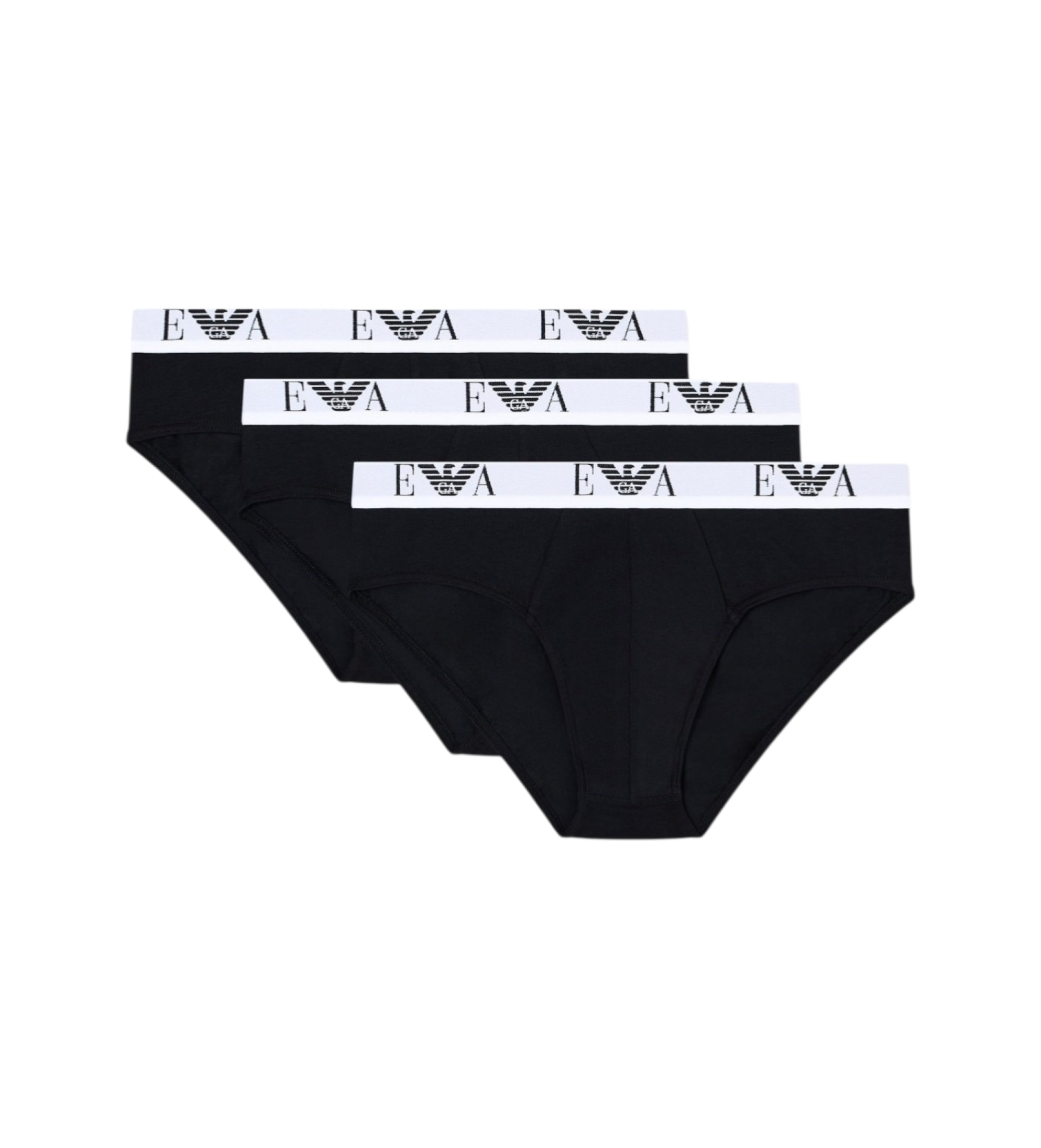 Emporio Armani für Herren. EM000258_AF14131 3er-Set schwarzer Baumwollslip aus Stretch (S), Heimtextilien, Baumwolle