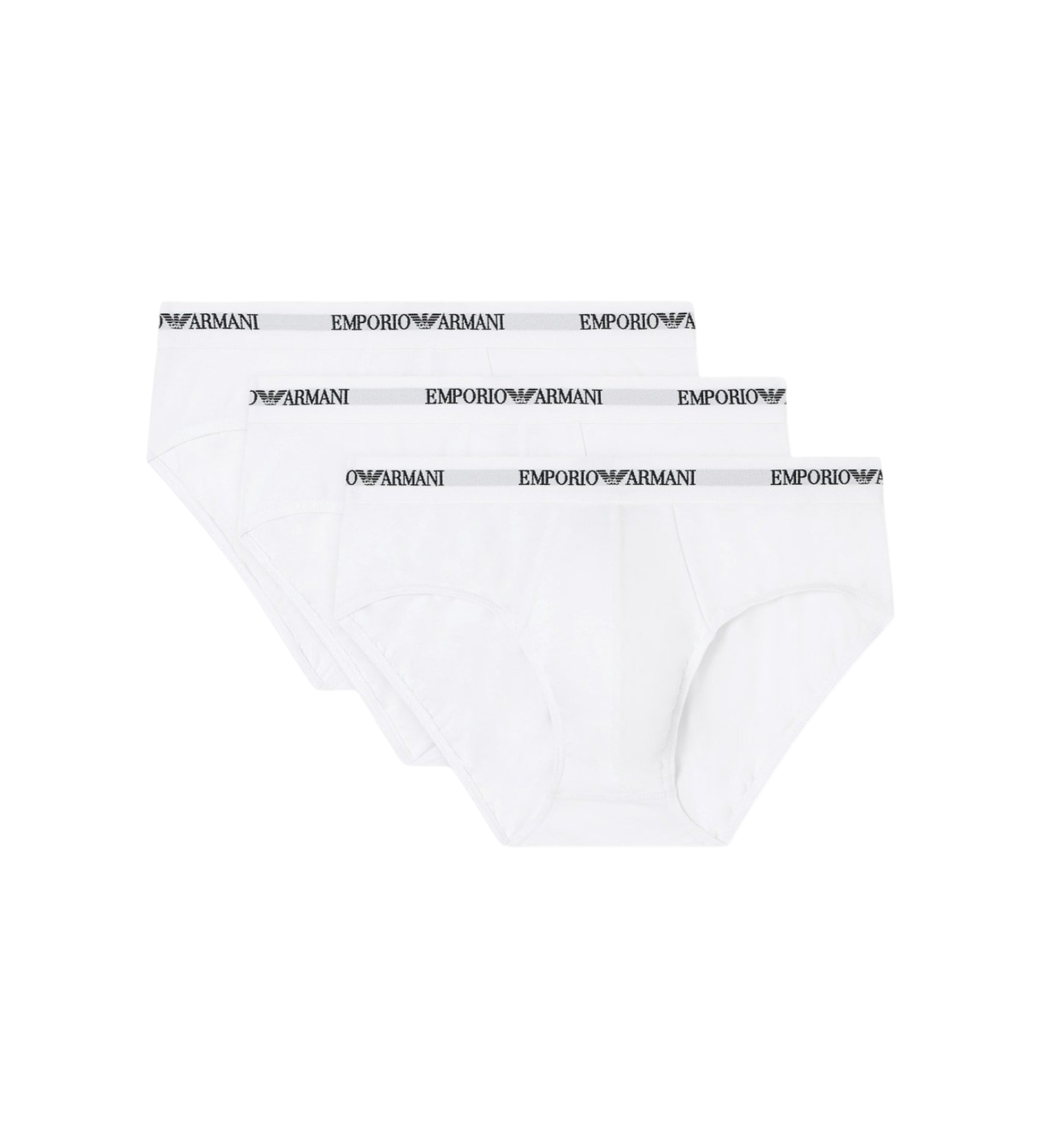 Emporio Armani für Herren. EM000258_AF14132 3er-Set weißer Slip aus Stretch-Strick (L), Heimtextilien, Baumwolle