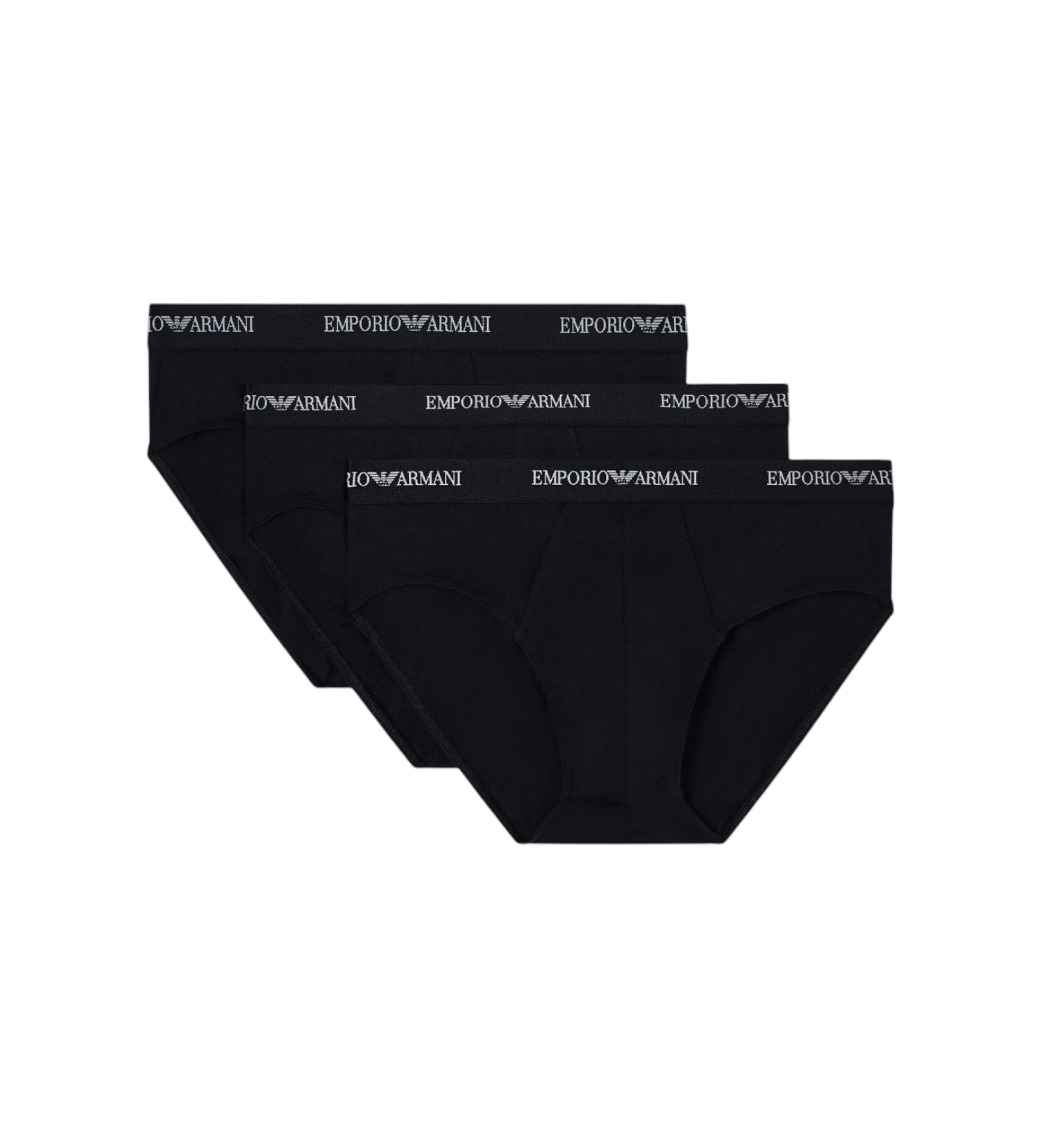 Emporio Armani für Herren. EM000258_AF14132 3er-Set schwarzer Stretch-Slips aus Strick (M), Heimtextilien, Baumwolle