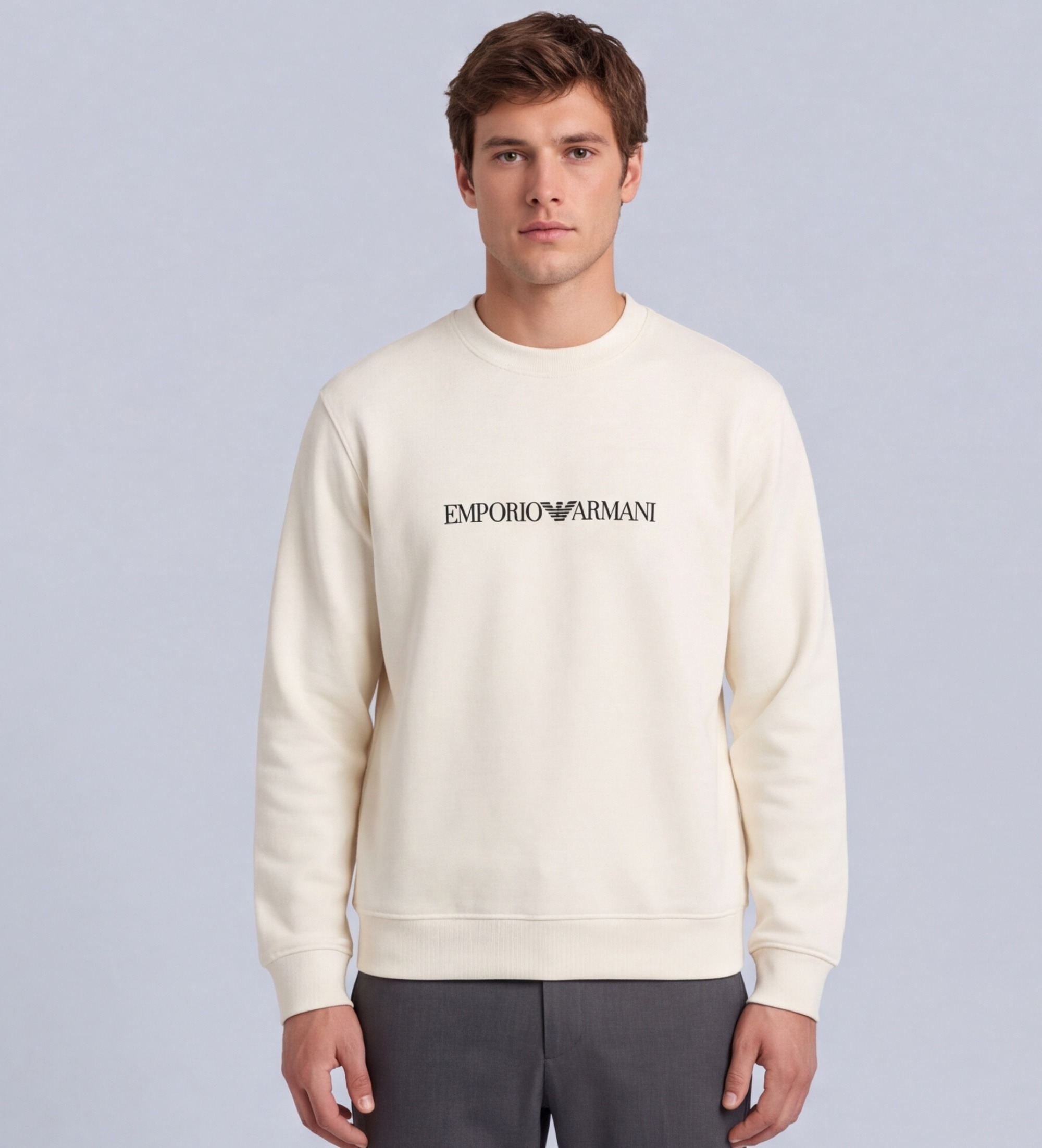 Emporio Armanivoor mannen. EM004541_AF10013 Essentieel sweatshirt wit (XXL), Casual, Katoen