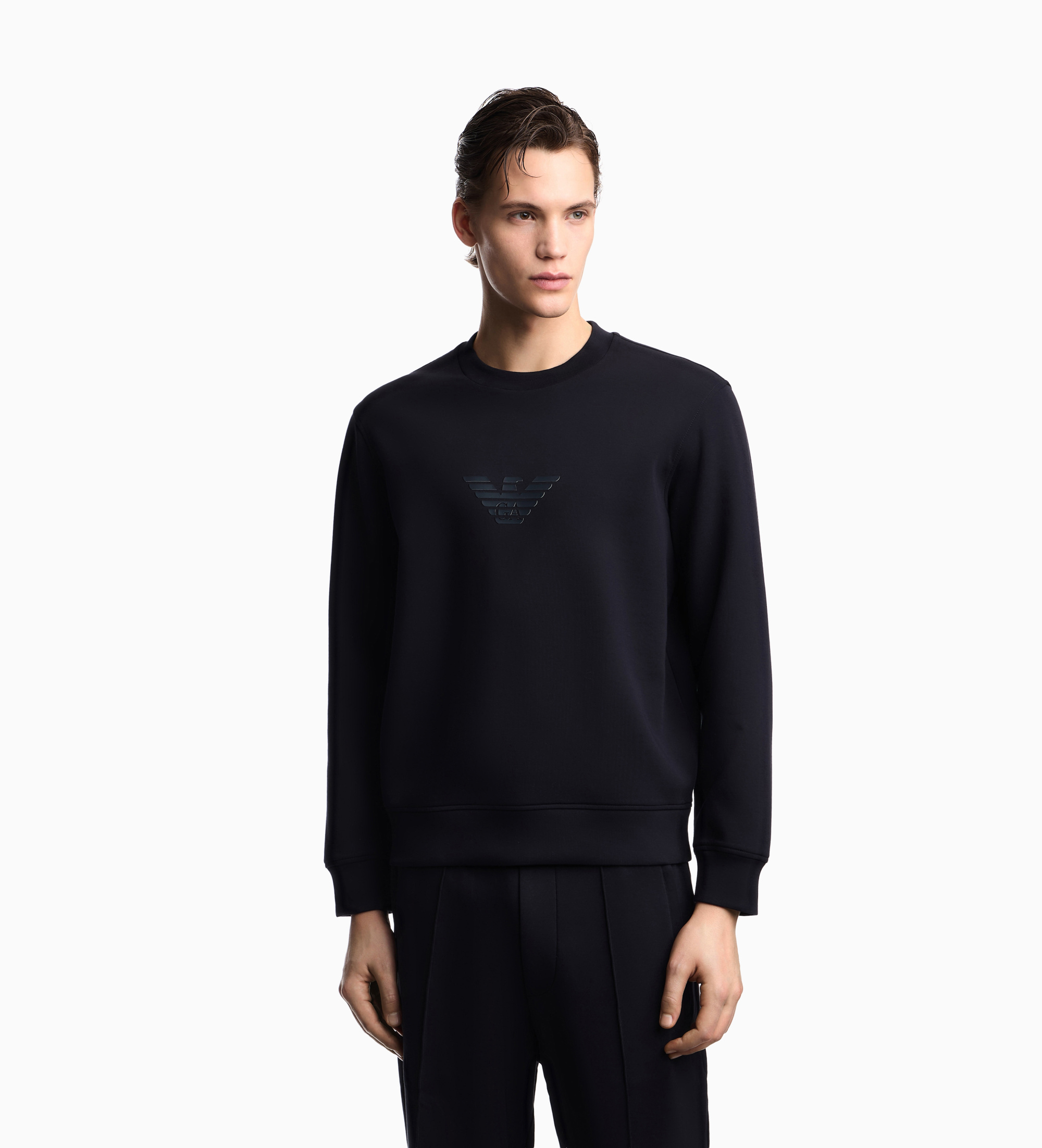 Emporio Armanivoor mannen. EM004541_AF10013 Essentieel sweatshirt marine (XXL), Casual, Katoen, Marineblauw