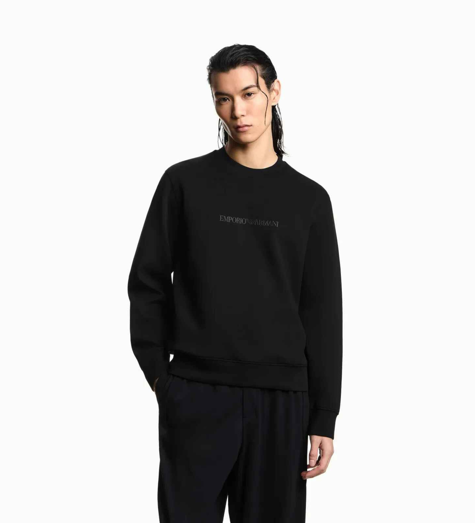 Emporio Armanivoor mannen. EM004541_AF10013 Essentieel sweatshirt zwart (XL), Casual, Katoen
