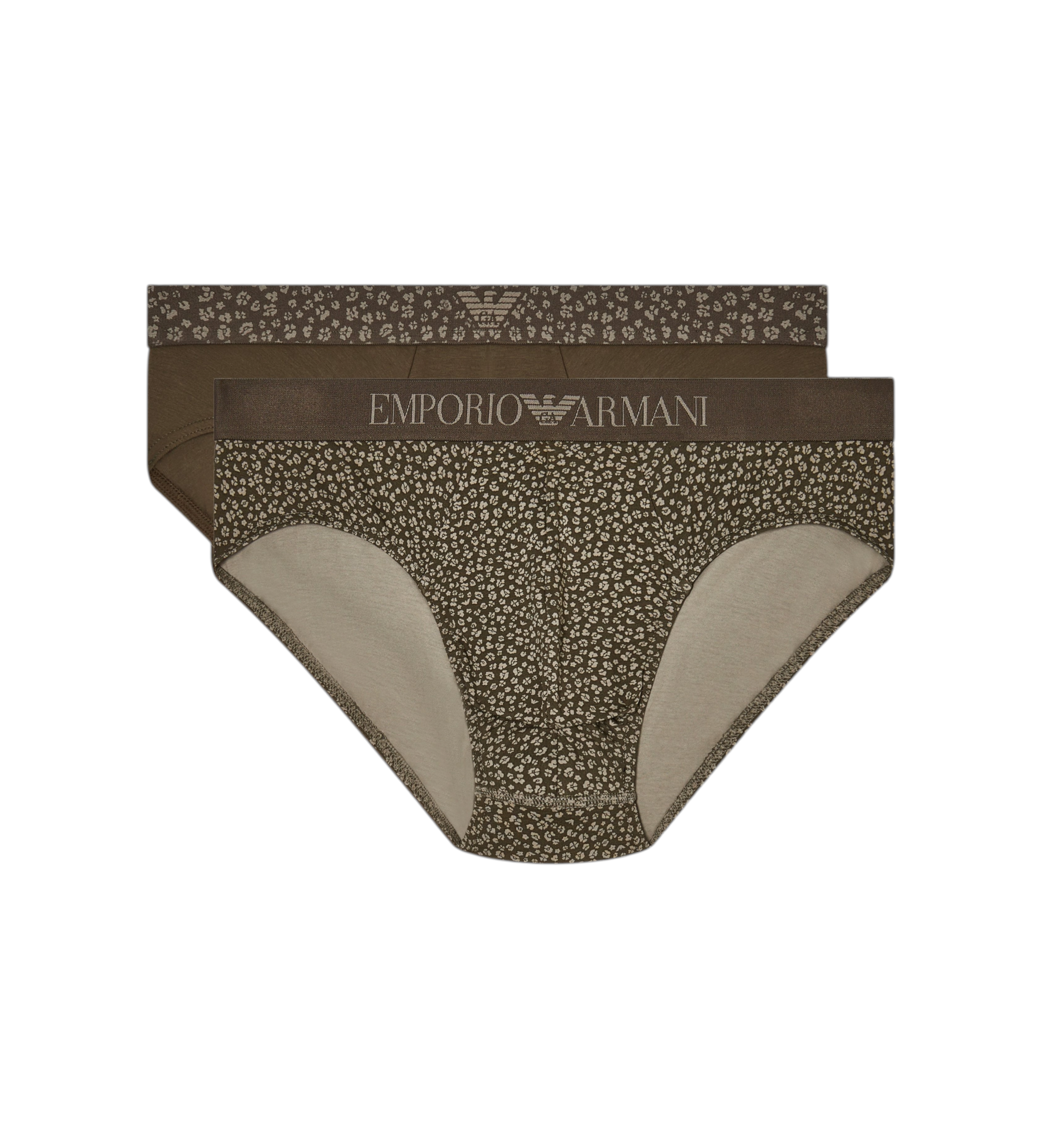 Emporio Armani für Herren. EM000251_AF18885 Satz 2 Slips Tragen Sie grünlich-braun (L), Heimtextilien, Baumwolle