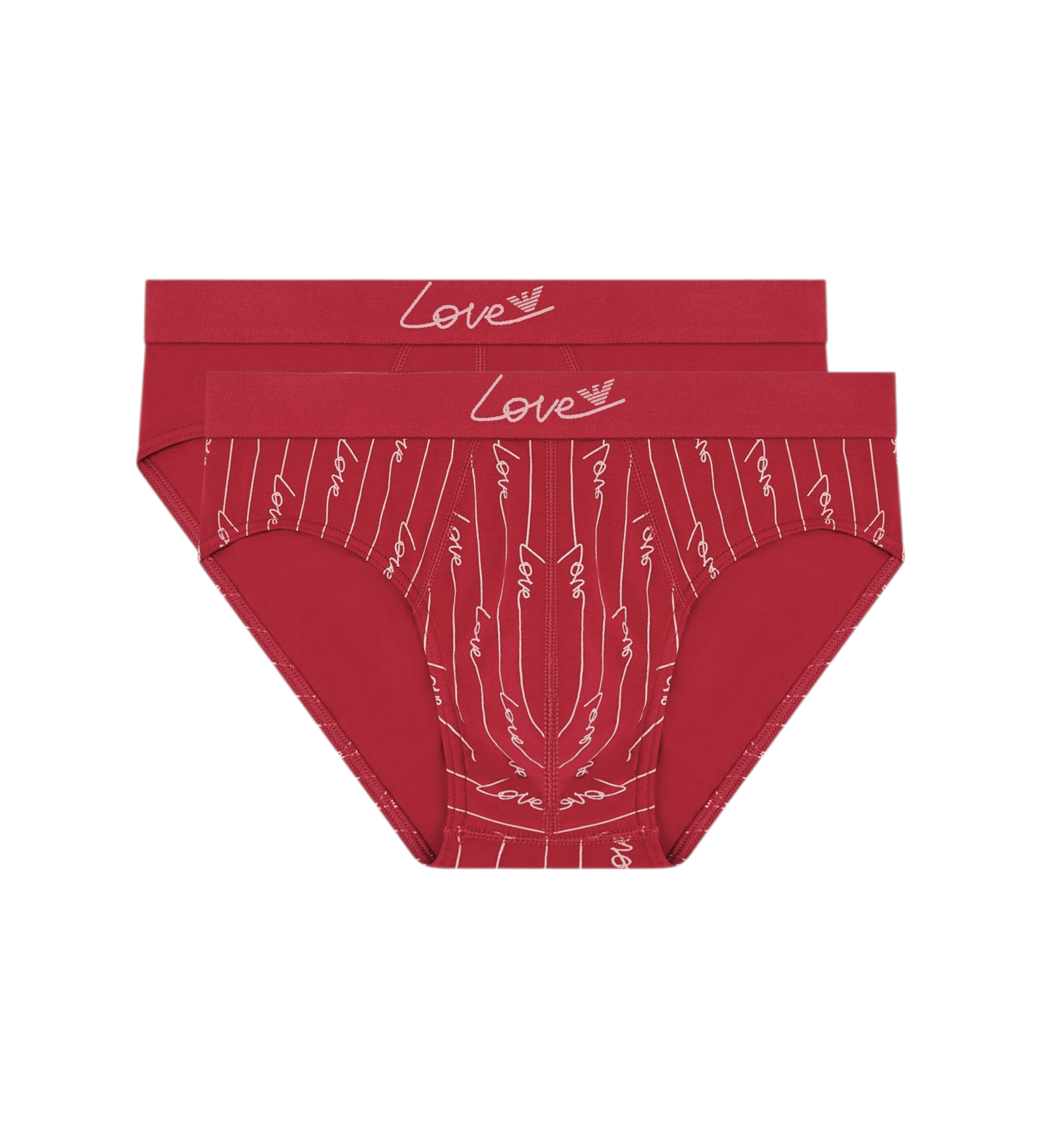 Emporio Armani für Herren. EM000251_AF19049 2er-Set rote San Valentine-Slips (S), Heimtextilien, Baumwolle