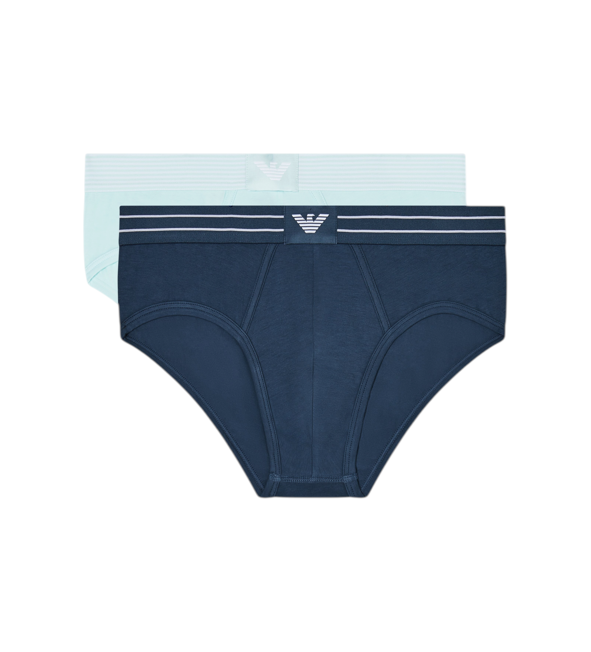 Emporio Armani für Herren. EM000401_AF18884 2er-Set Logolabel-Slips blau, türkis (S), Heimtextilien, Baumwolle