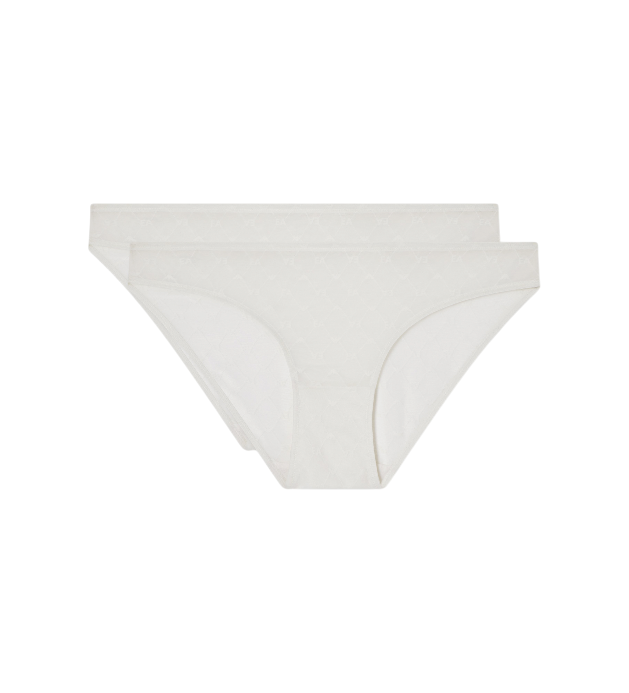 Emporio Armani für Damen. EW000403_AF19030 2er-Set weißer Monogramm-Mesh-Slips (S), Heimtextilien, Polyamid