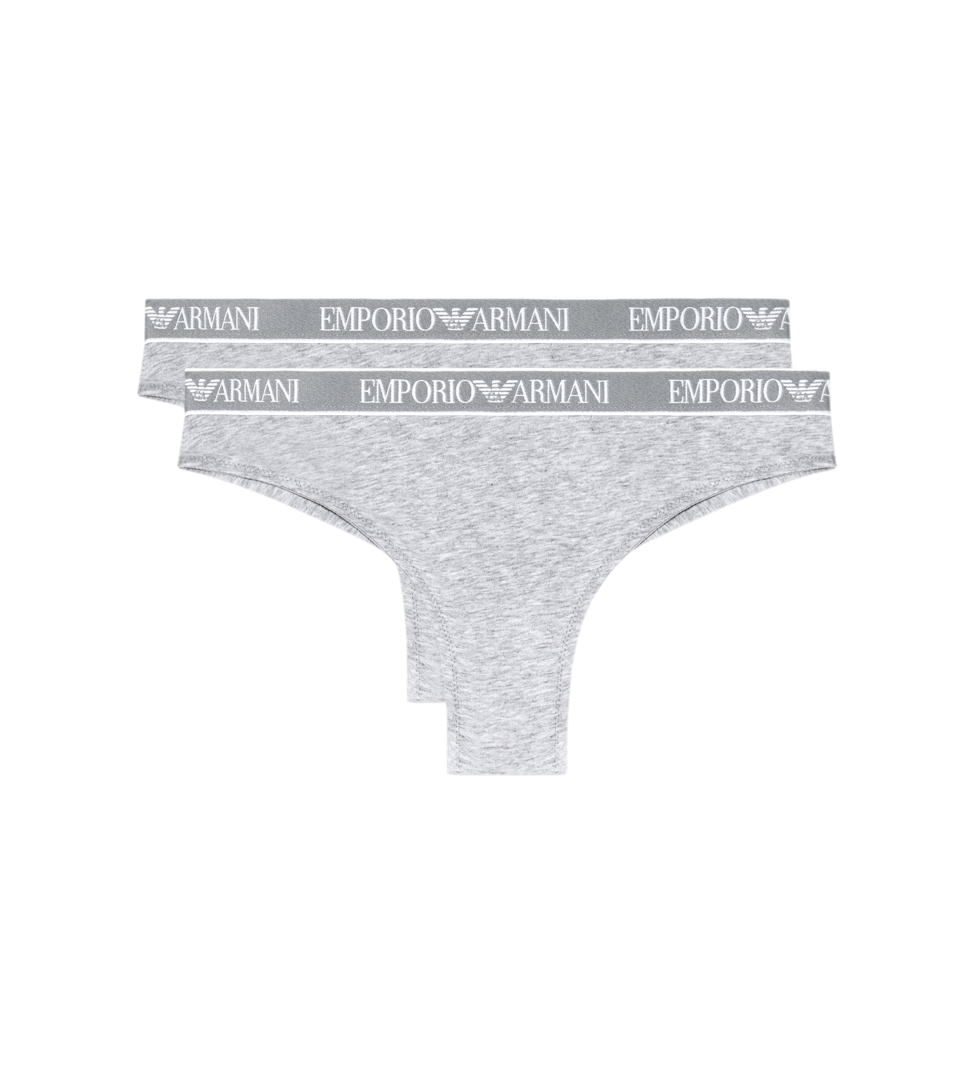 Emporio Armani für Damen. EW000404_AF19026 Set 2 brasilianische Slips aus Bio-Baumwollstrick mit Iconic Logo-Bund grau (M), Heimtextilien, B