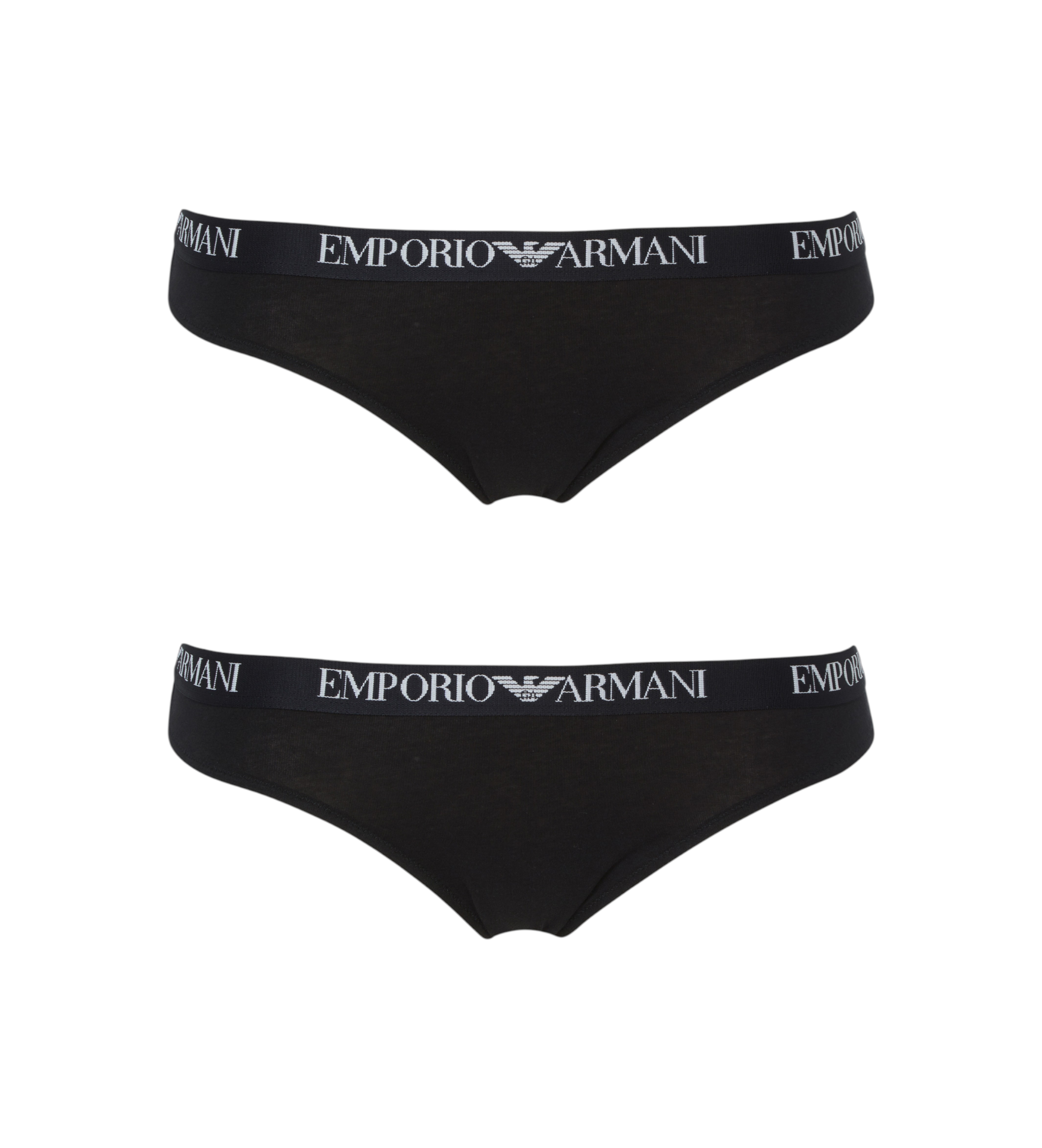 Emporio Armani für Damen. EW000404_AF13033 2er Set einfarbiger brasilianischer Schlüpfer schwarz (L), Heimtextilien, Baumwolle