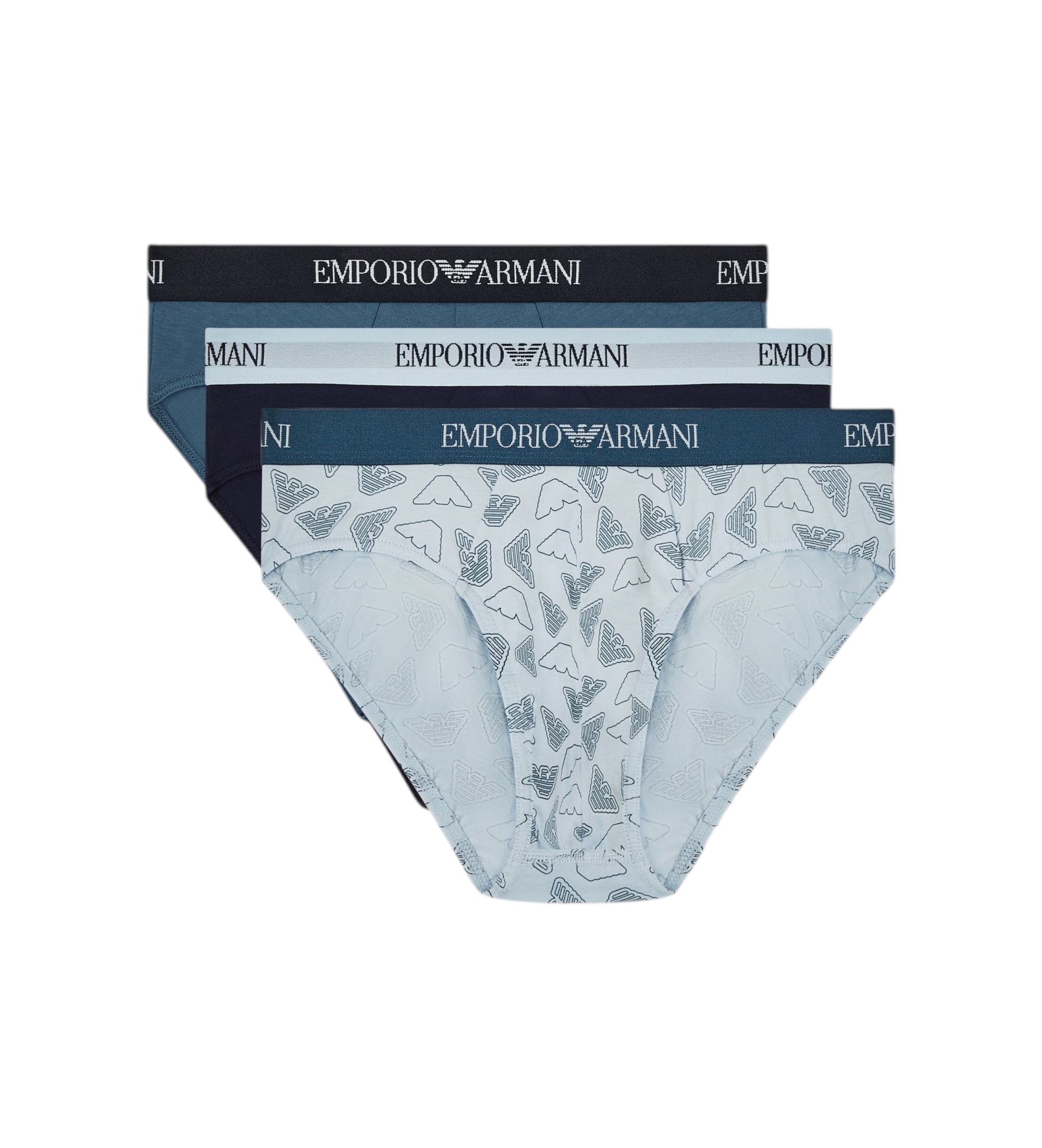 Emporio Armani für Herren. EM000256_AF20671 Set 3 Slips Day blau, marineblau (M), Heimtextilien, Baumwolle