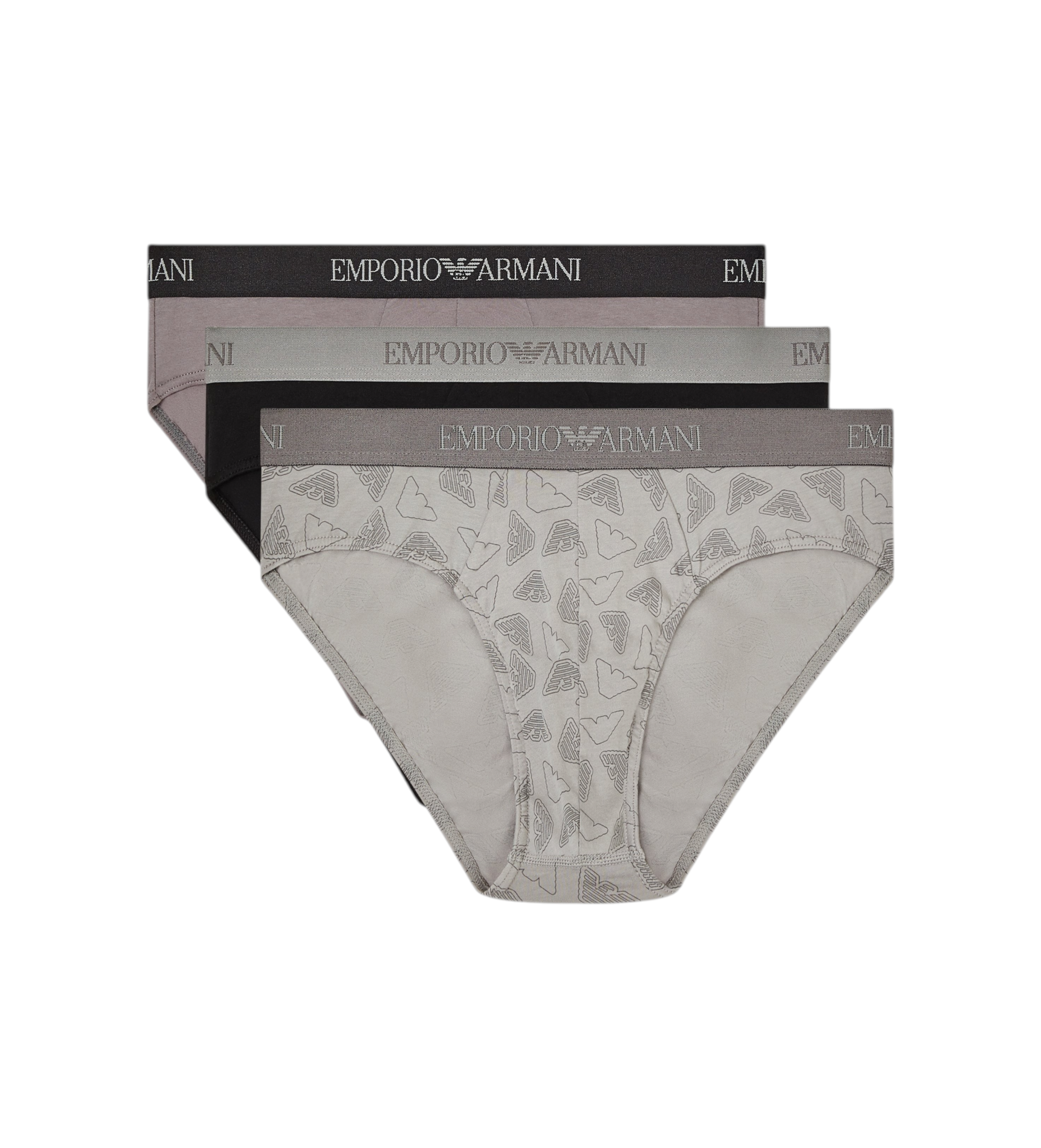 Emporio Armani für Herren. EM000256_AF20671 3er-Set Slips Day grau, schwarz (S), Heimtextilien, Baumwolle