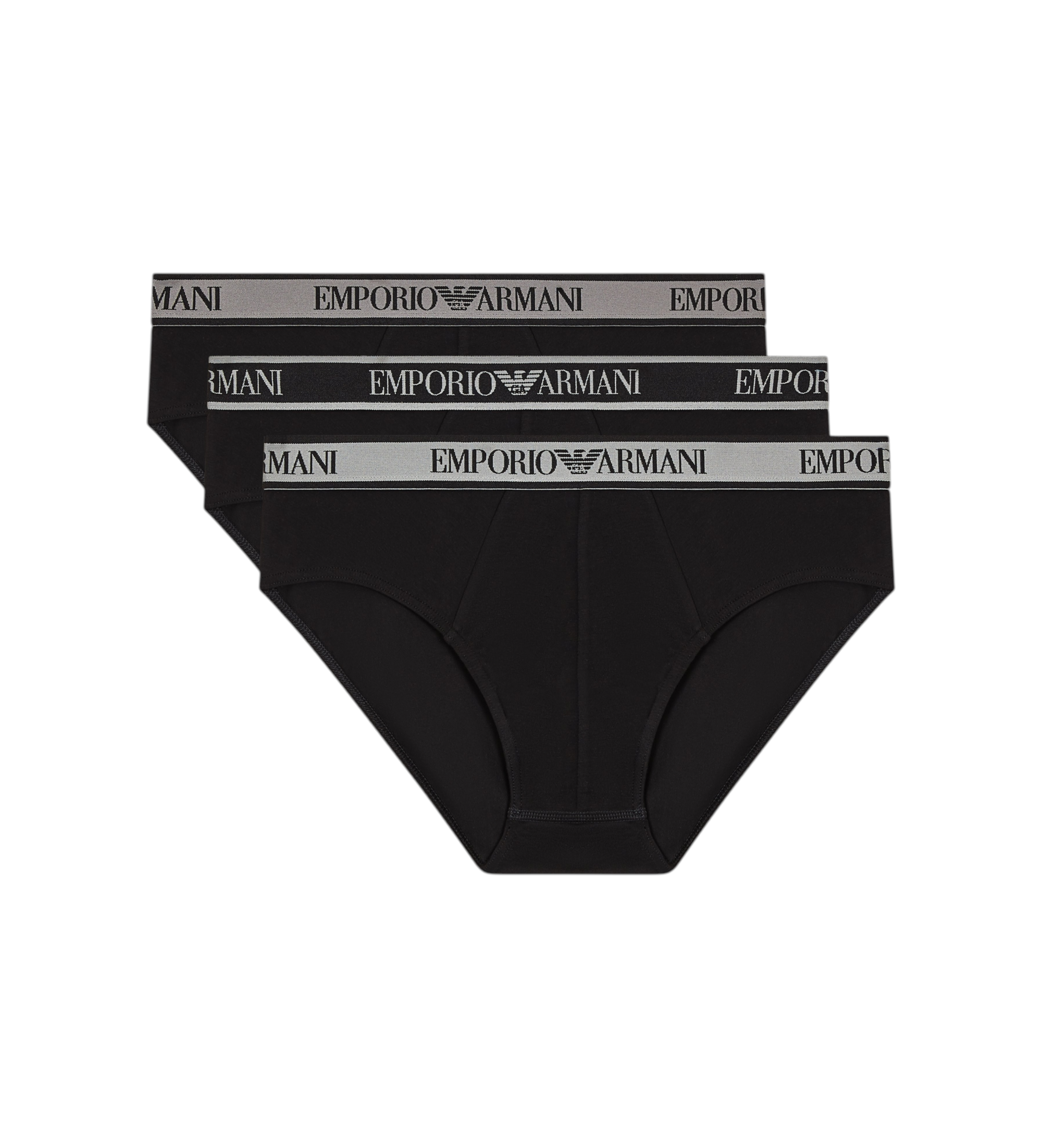 Emporio Armani für Herren. EM000258_AF20669 Satz 3 schwarze Design-Slips (L), Heimtextilien, Baumwolle