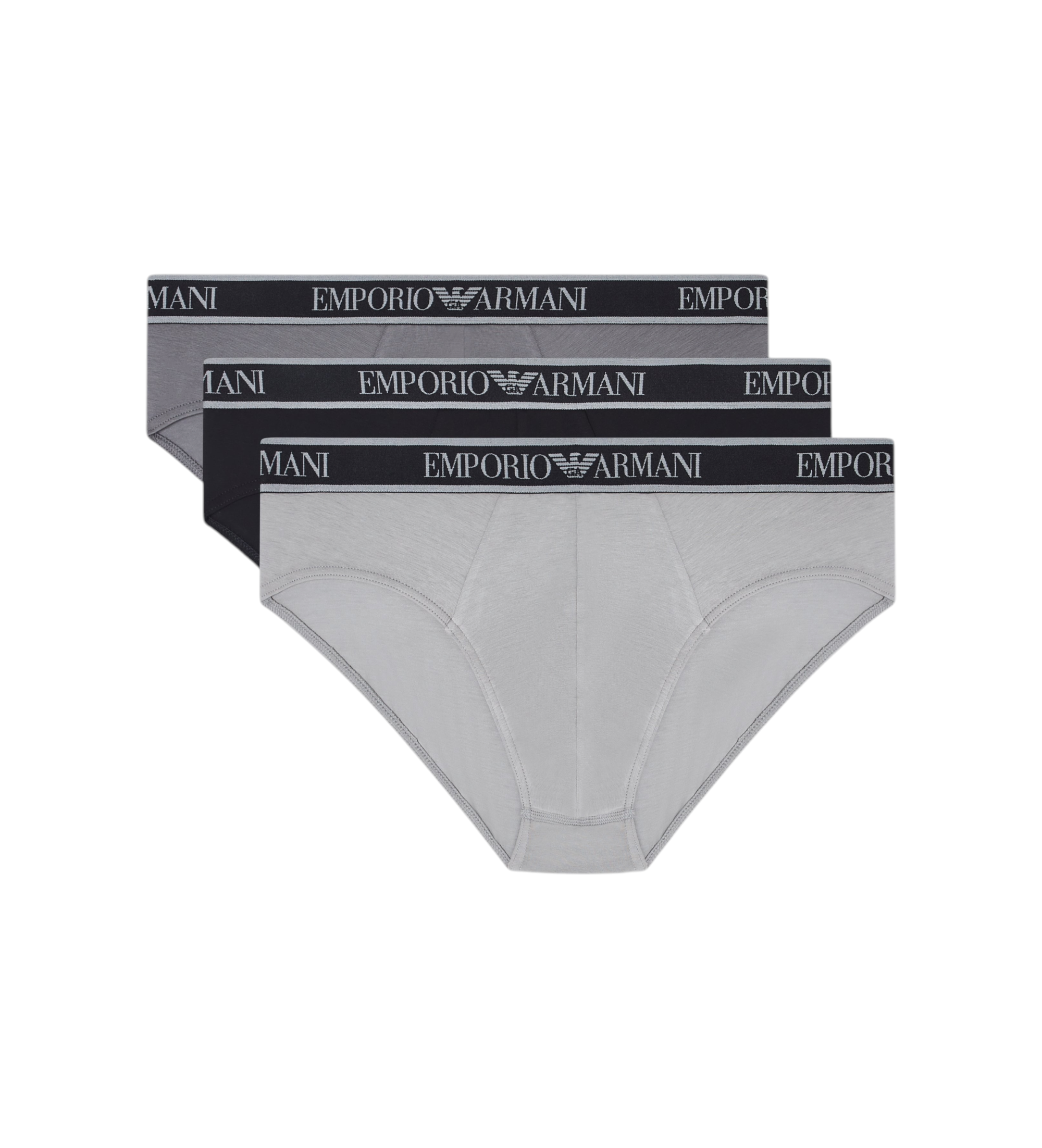 Emporio Armani für Herren. EM000258_AF20669 Set 3 Core Logobanda-Slips schwarz, grau (XXL), Heimtextilien, Baumwolle