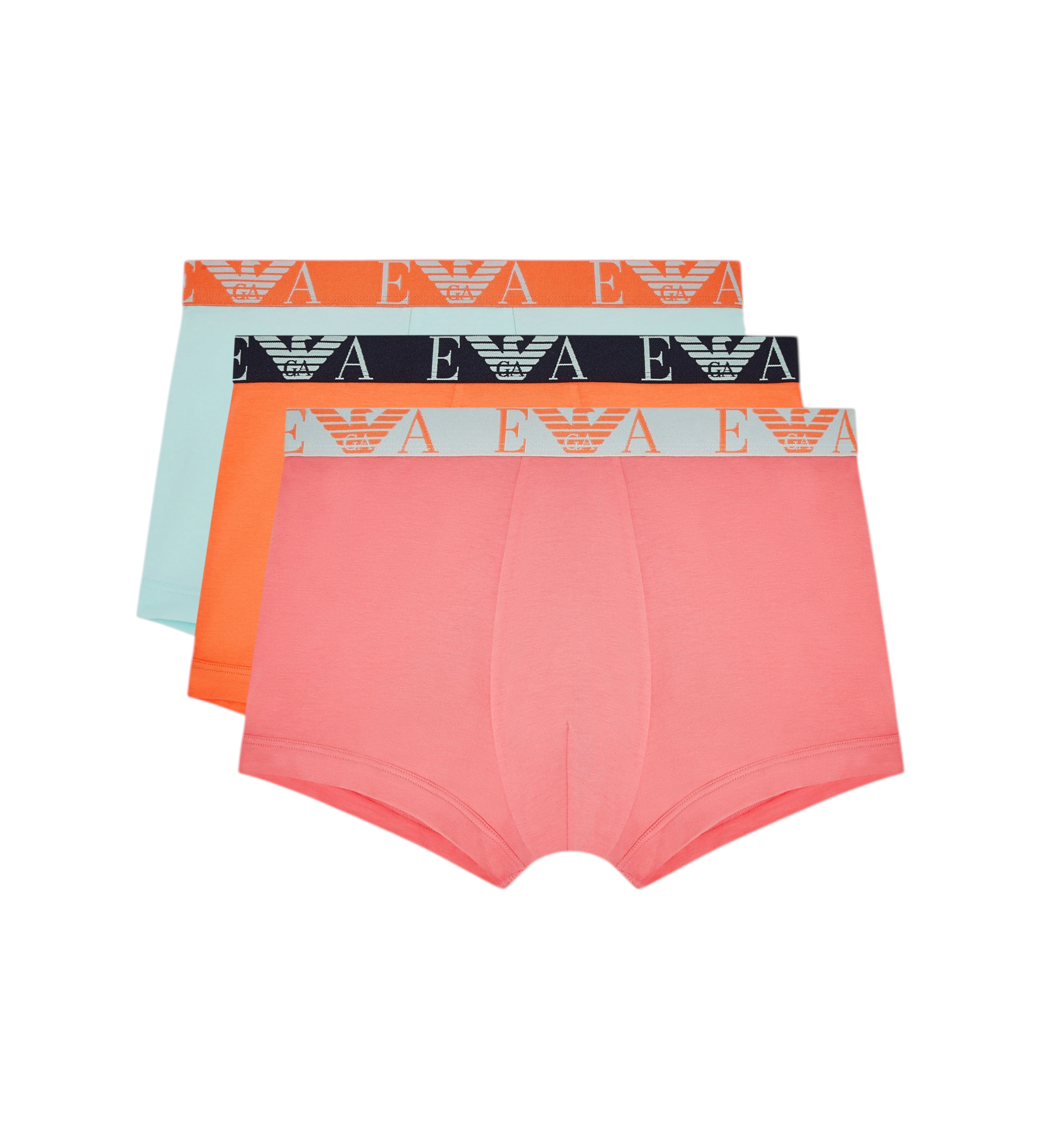 Emporio Armani für Herren. EM000259_AF20668 3er Set einfarbige Boxershorts rosa, türkis, orange (M), Heimtextilien, Baumwolle
