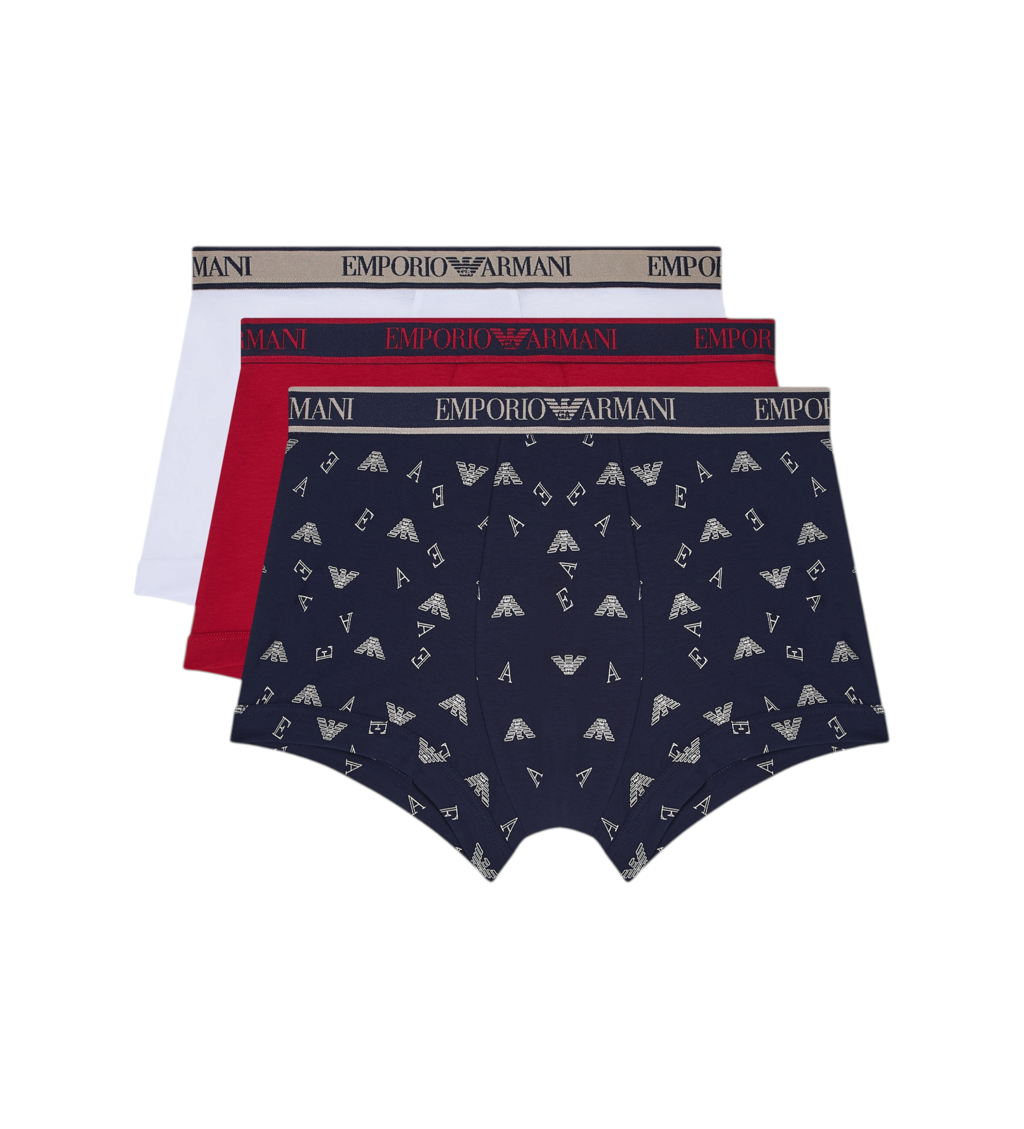 Emporio Armani für Herren. EM000370_AF20669 Set 3 Boxershorts Core navy, rot, weiß (L), Heimtextilien, Baumwolle, Marine