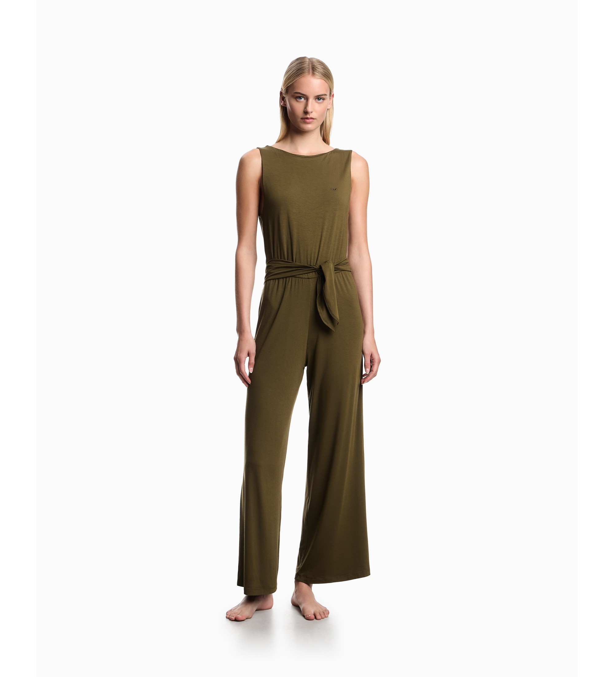 Emporio Armani für Damen. EW003412_AF20240 Grüner Sommer-Overall (S), Lässig, Viskose, Ärmellos / Hosenträger