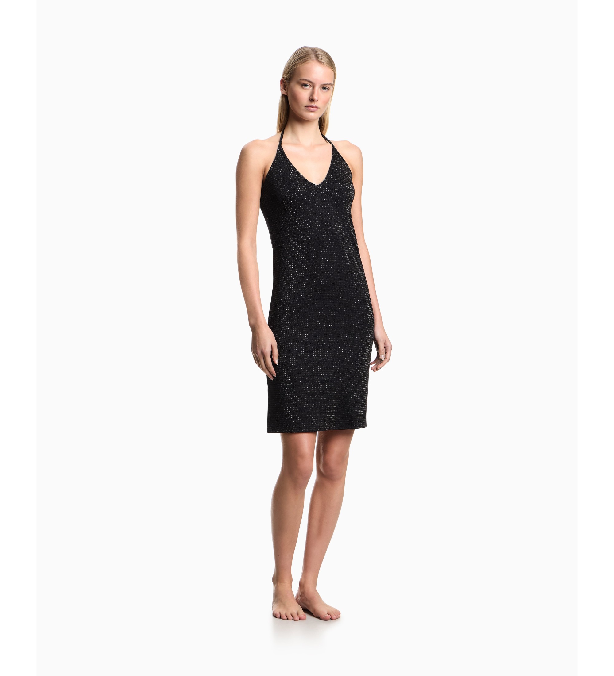 Emporio Armani für Damen. EW004085_AF20255 Strandkleid schwarz (XL), Lässig, Polyamid, Ärmellos / Hosenträger