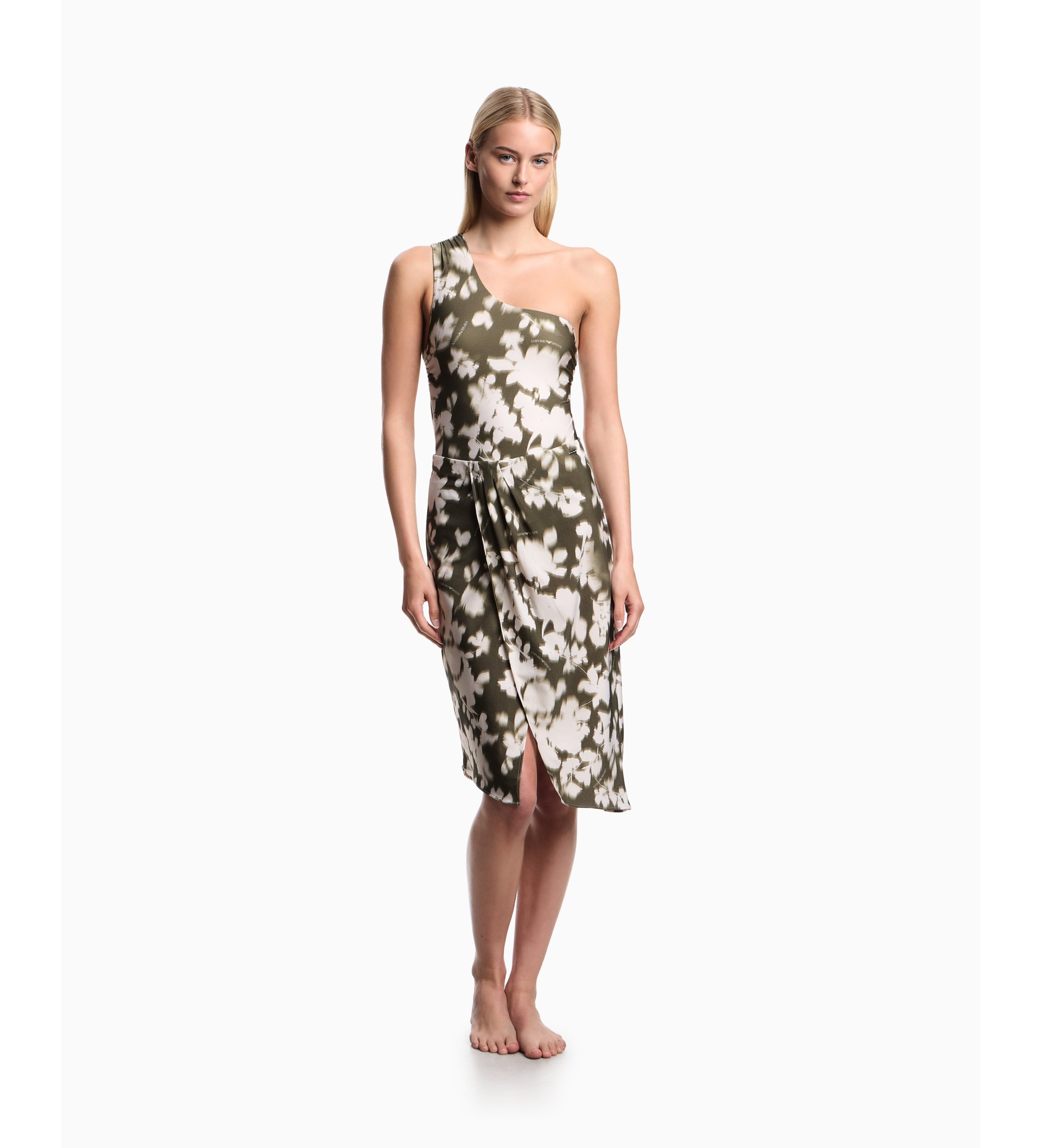 Emporio Armani für Damen. EW003396_AF20248 Grüner glänzender Rock (XL), Lässig, Strandbekleidung, Polyamid