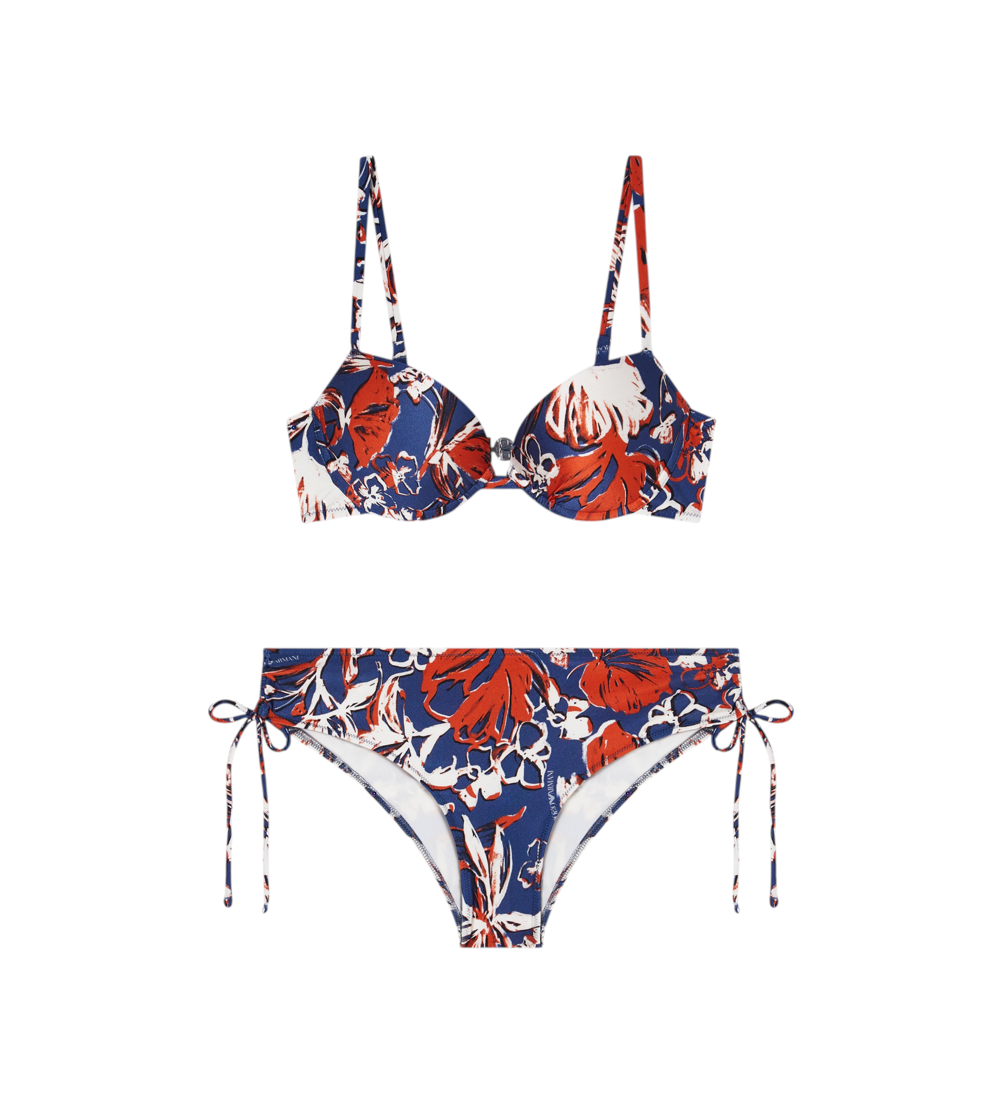 Emporio Armani für Damen. EW000800_AF20242 Bikini mit Blumendruck (S), Strandbekleidung, Polyamid, Marine