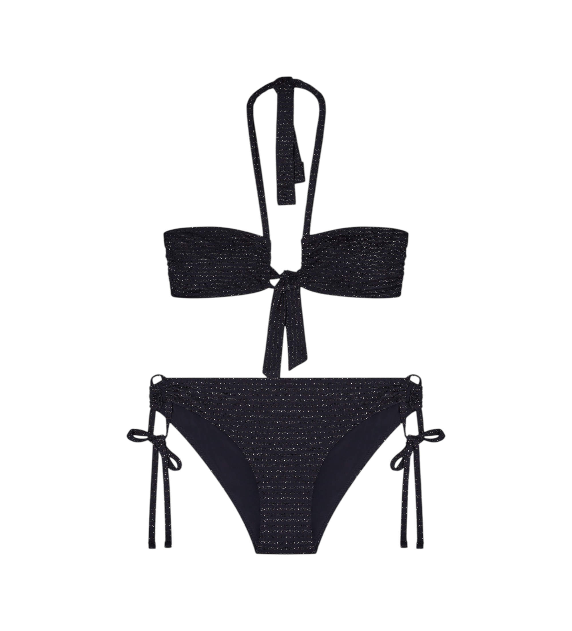 Emporio Armani für Damen. EW003391_AF20255 Schwarzer Lurex-Bikini (M), Strandbekleidung, Polyamid