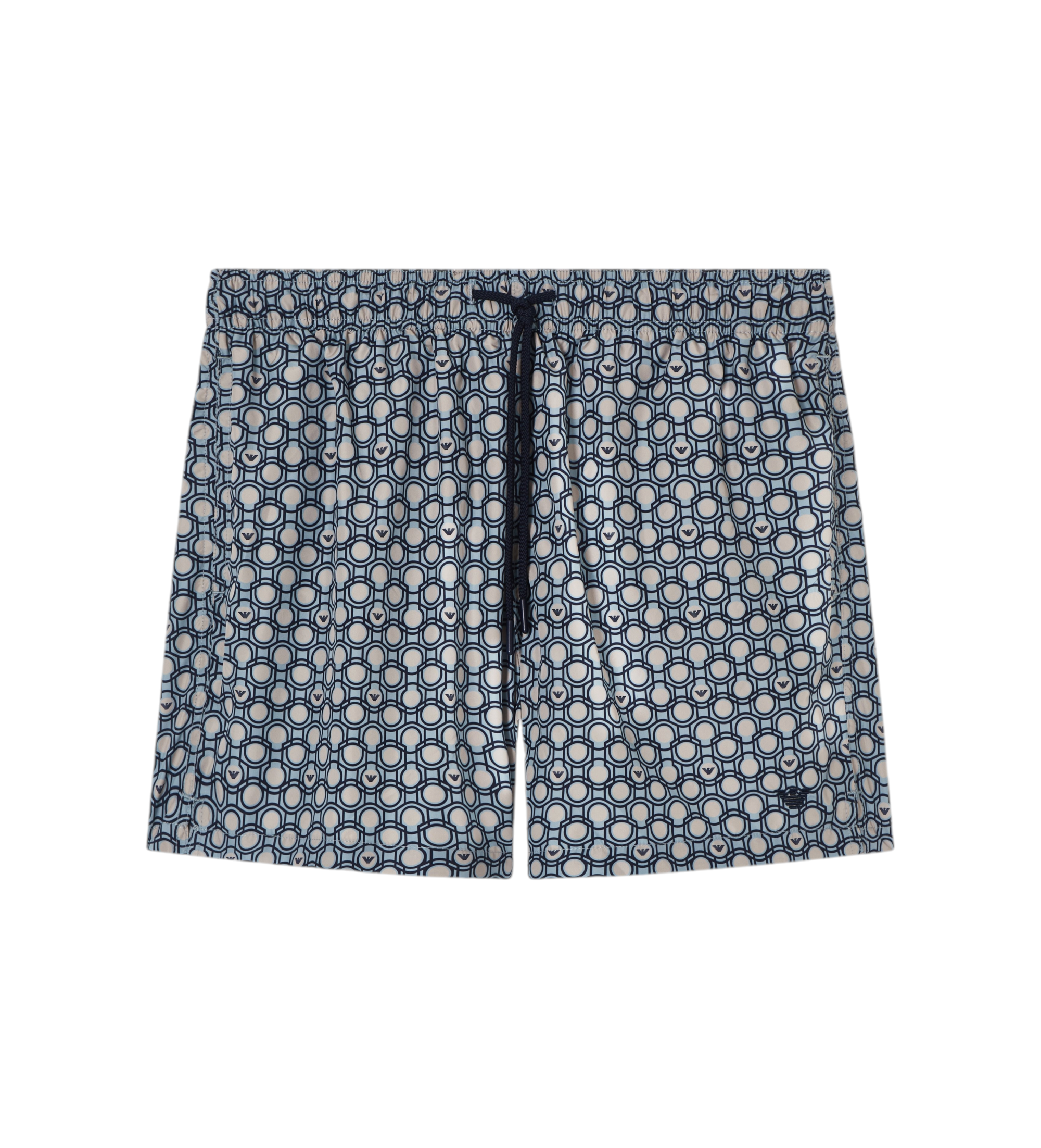 Emporio Armani für Herren. EM000583_AF20439 Kurze Badehose mit gemischten Marine-Prints (M), Strandbekleidung, Polyester