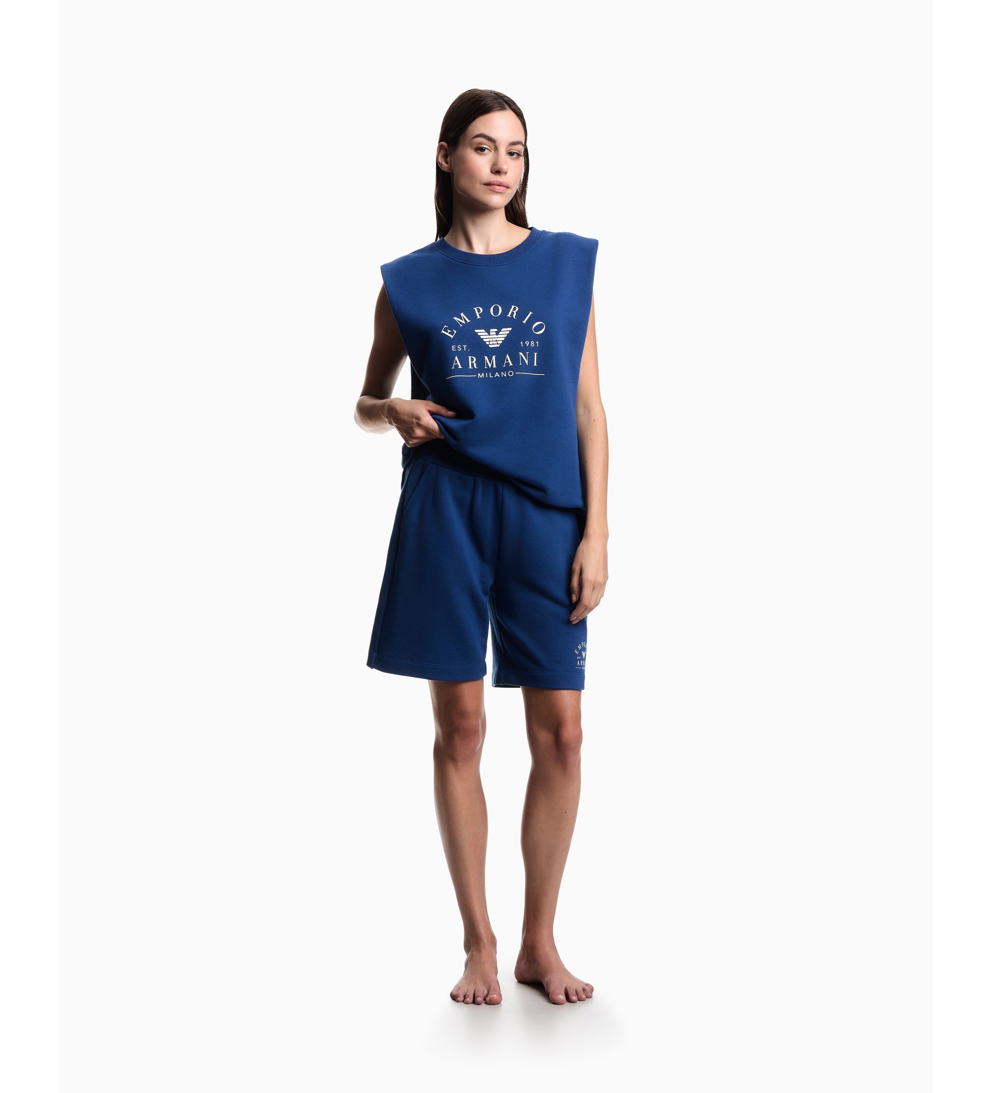Emporio Armani für Damen. EW000496_AF19031 Bermudashorts Iconic Light Terry navy (M), Blau, Heimtextilien, Baumwolle