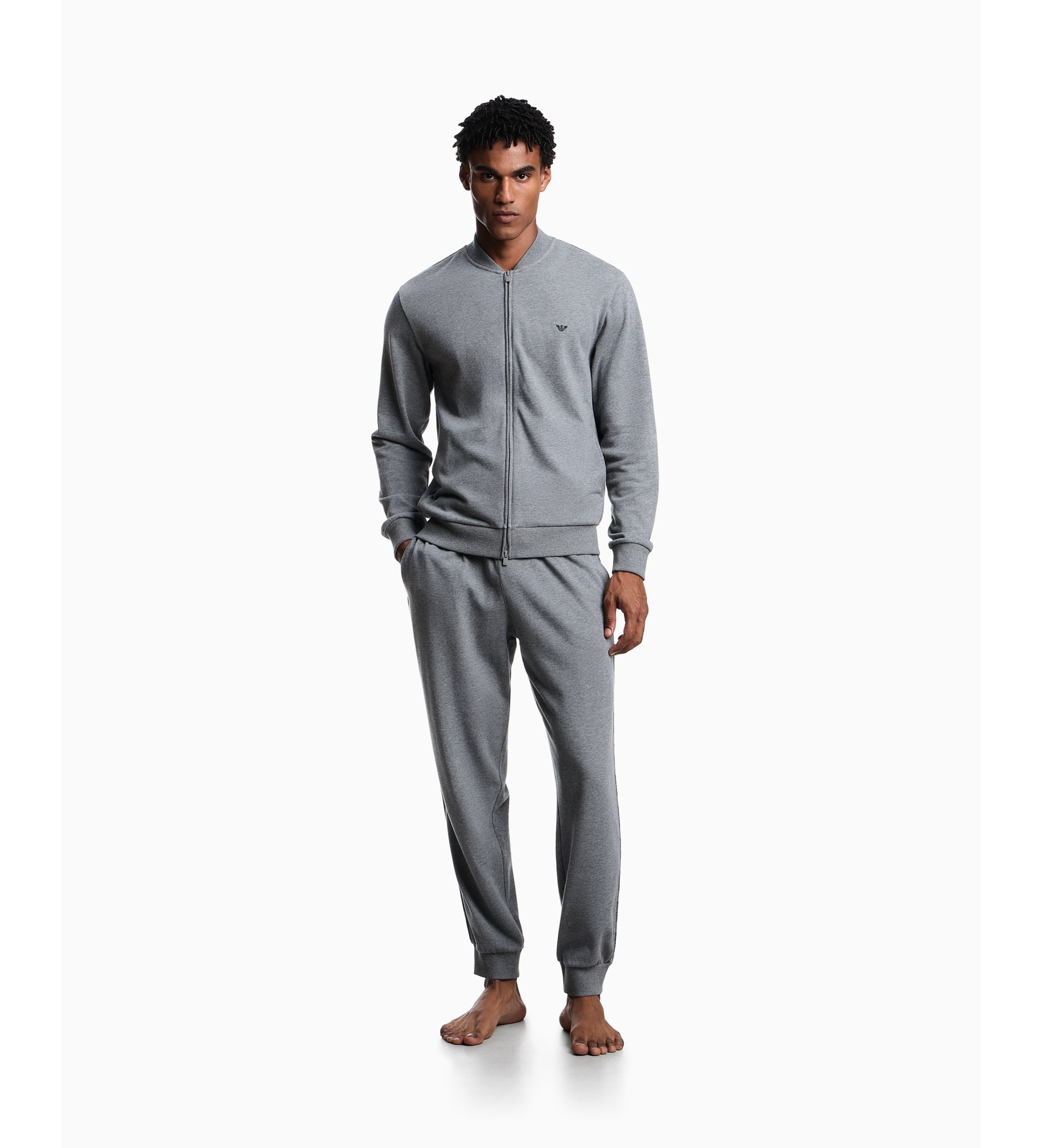 Emporio Armani für Herren. EM001385_AF18887 Graues Lounge-Set (L), Heimtextilien, Baumwolle, Langarm