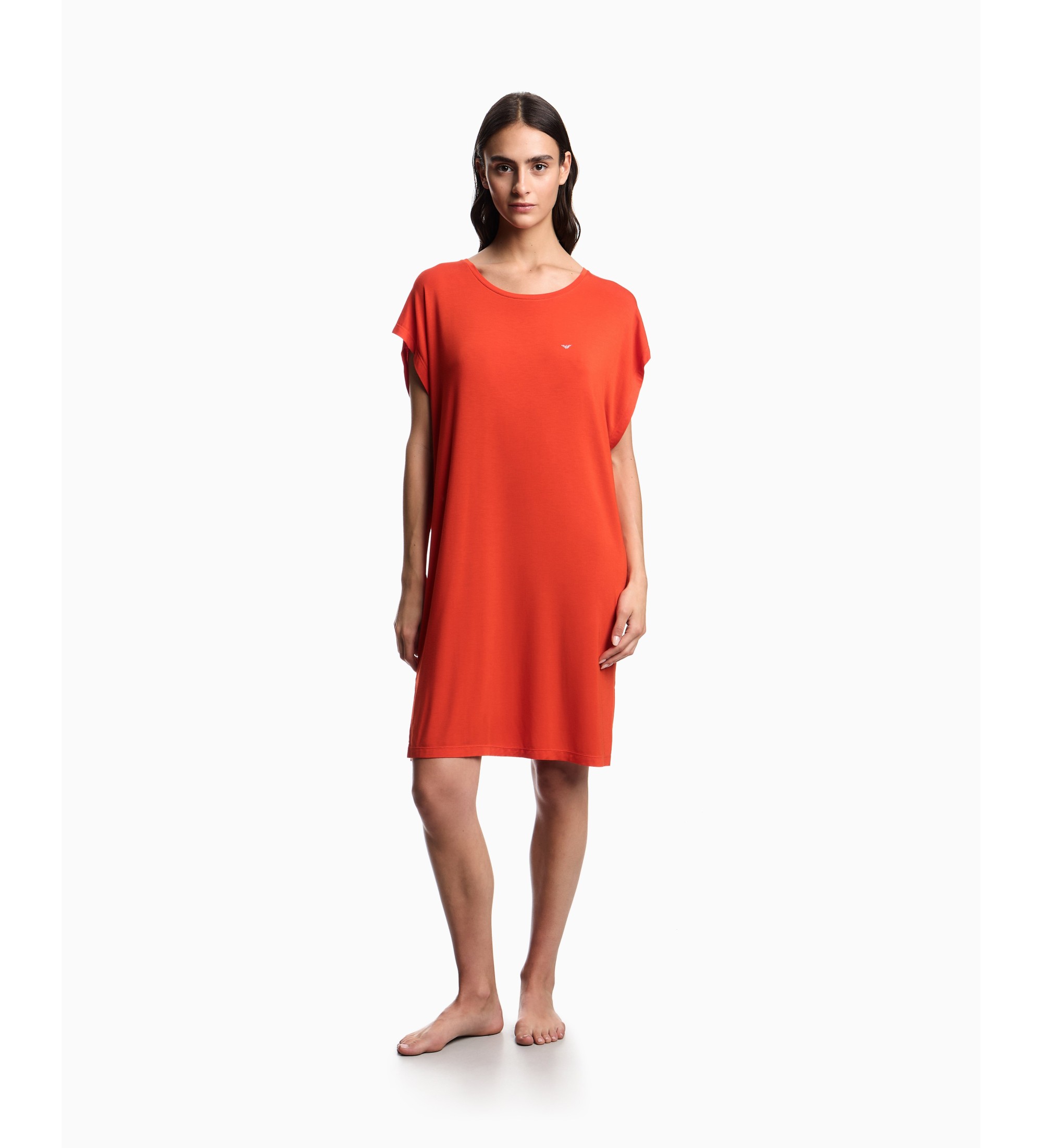 Emporio Armani für Damen. EW002965_AF19024 Essential Studs Nachthemd in Koralle (L), Heimtextilien, Viskose, Kurzarm