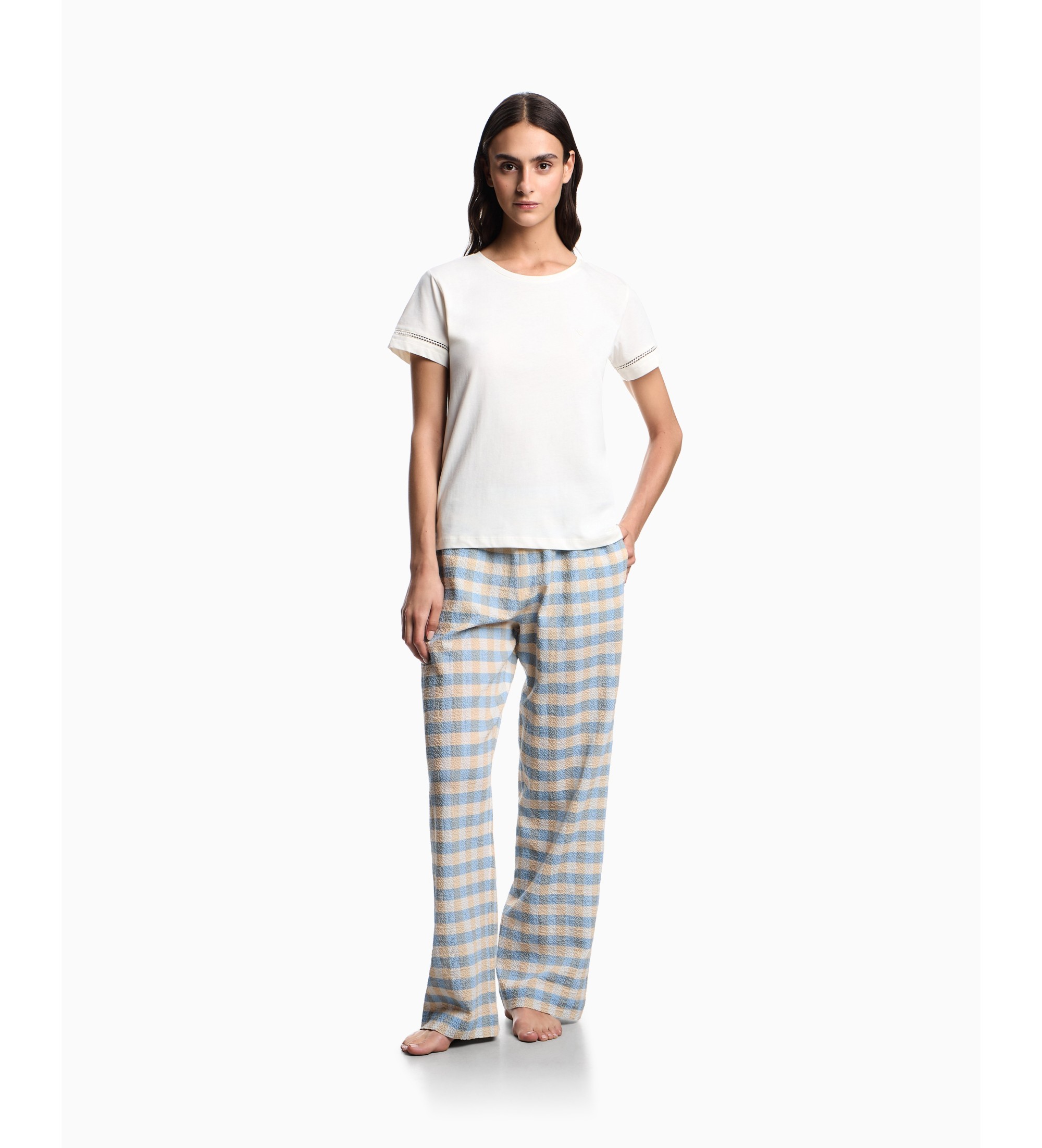 Emporio Armani für Damen. EW003043_AF19039 Nachtwäsche-Hose blau (S), Heimtextilien, Baumwolle
