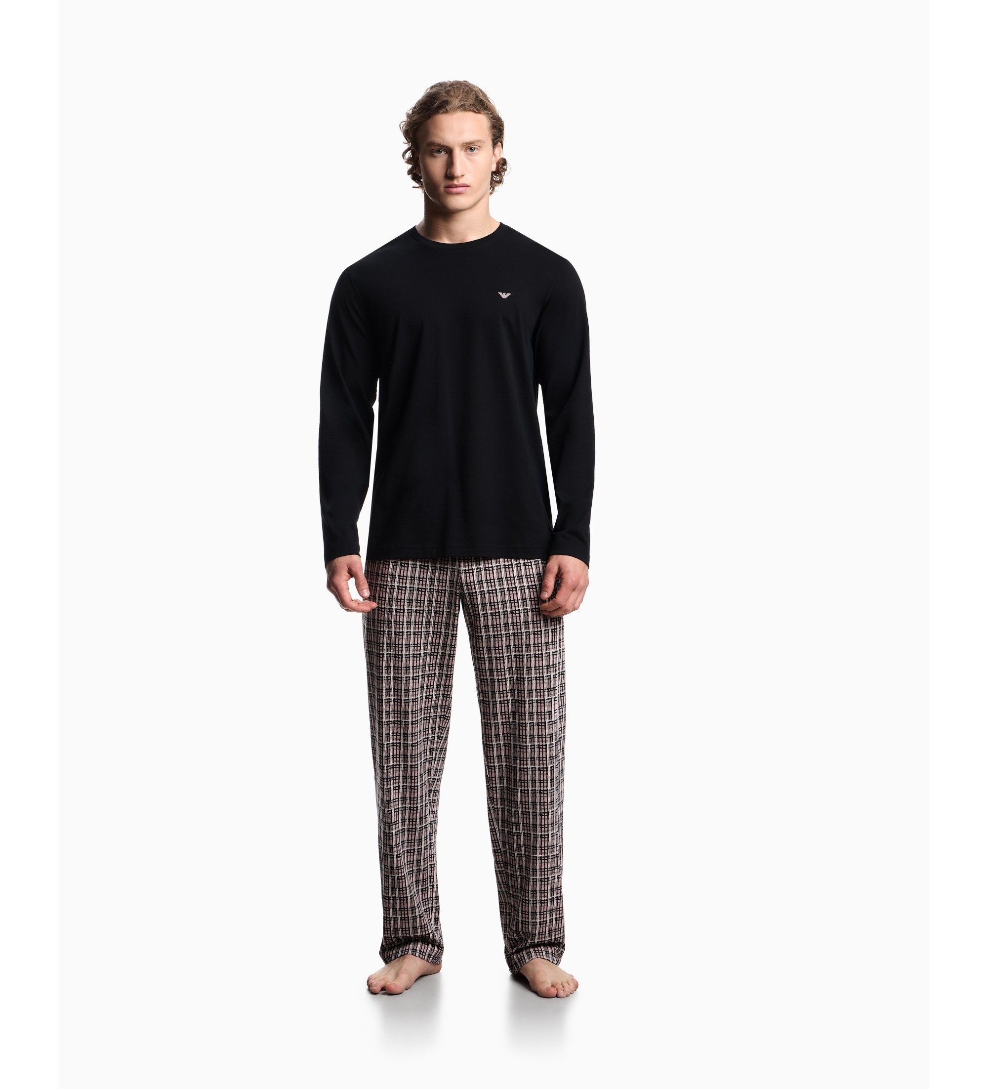 Emporio Armani für Herren. EM000611_AF18885 Schlafanzug Pattern Mix schwarz (S), Heimtextilien, Baumwolle, Langarm