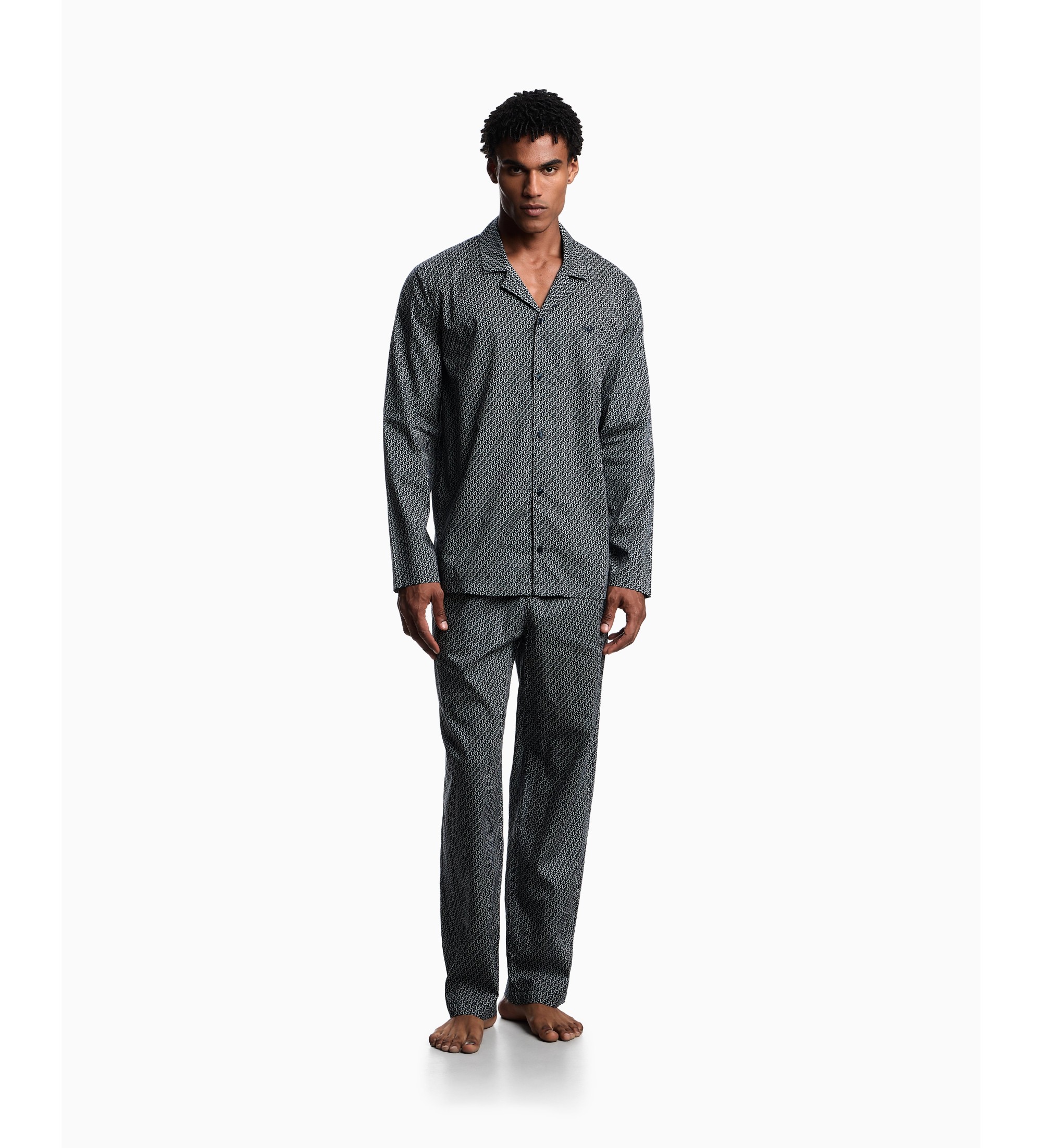 Emporio Armani für Herren. EM000615_AF19318 Schlafanzug aus Musselin navy (M), Heimtextilien, Baumwolle, Langarm, Marine