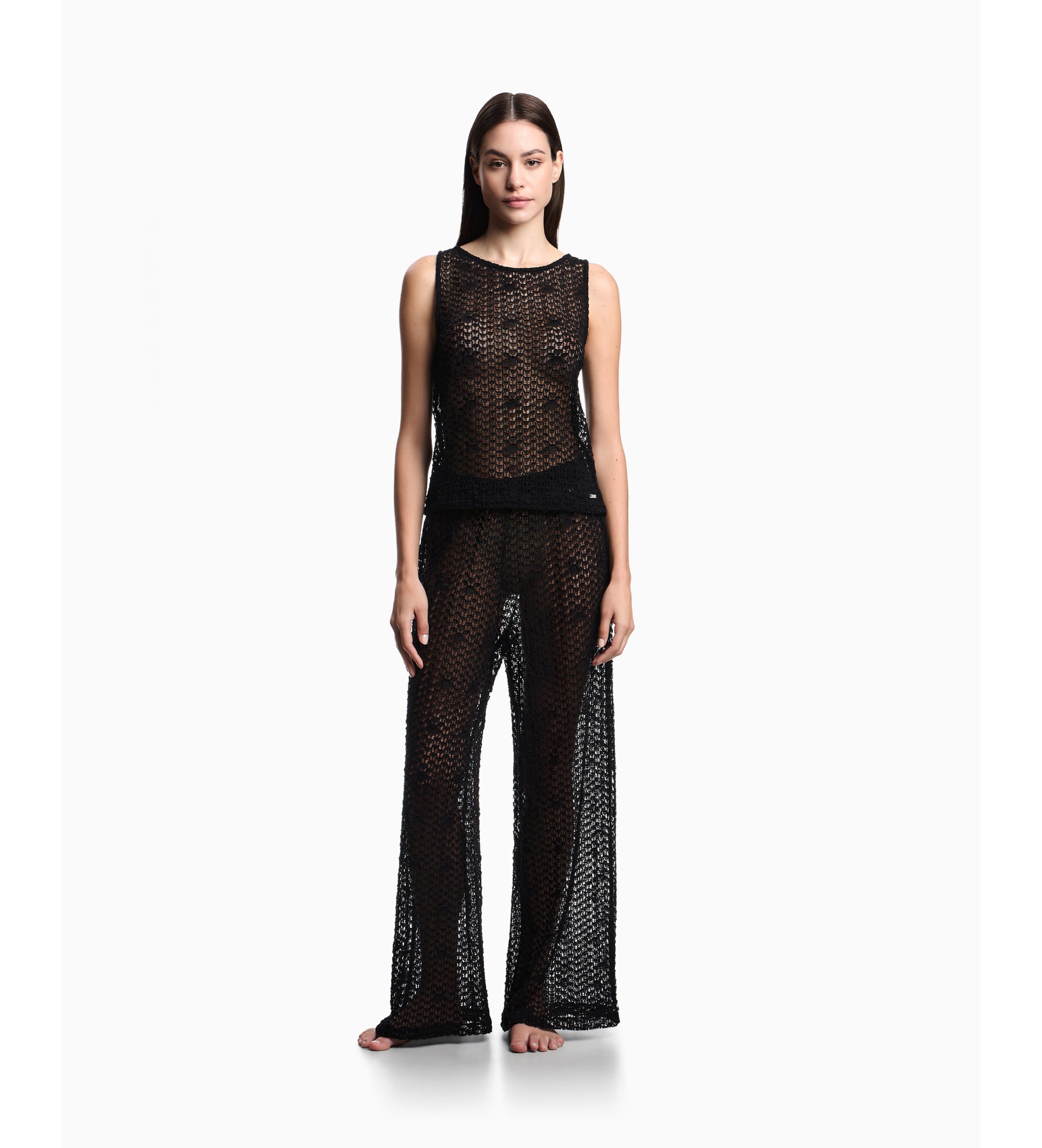 Emporio Armani für Damen. EW003420_AF20251 Schwarze Strandhosen (M), Lässig, Baumwolle