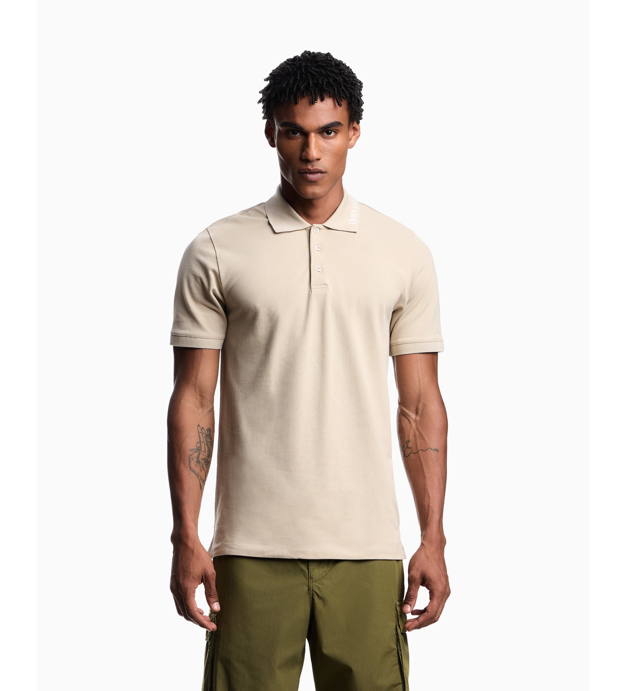 Emporio Armani für Herren. EM000571_AF20425 Polo Detail beige (XXL), Lässig, Baumwolle, Kurzarm, Taupe