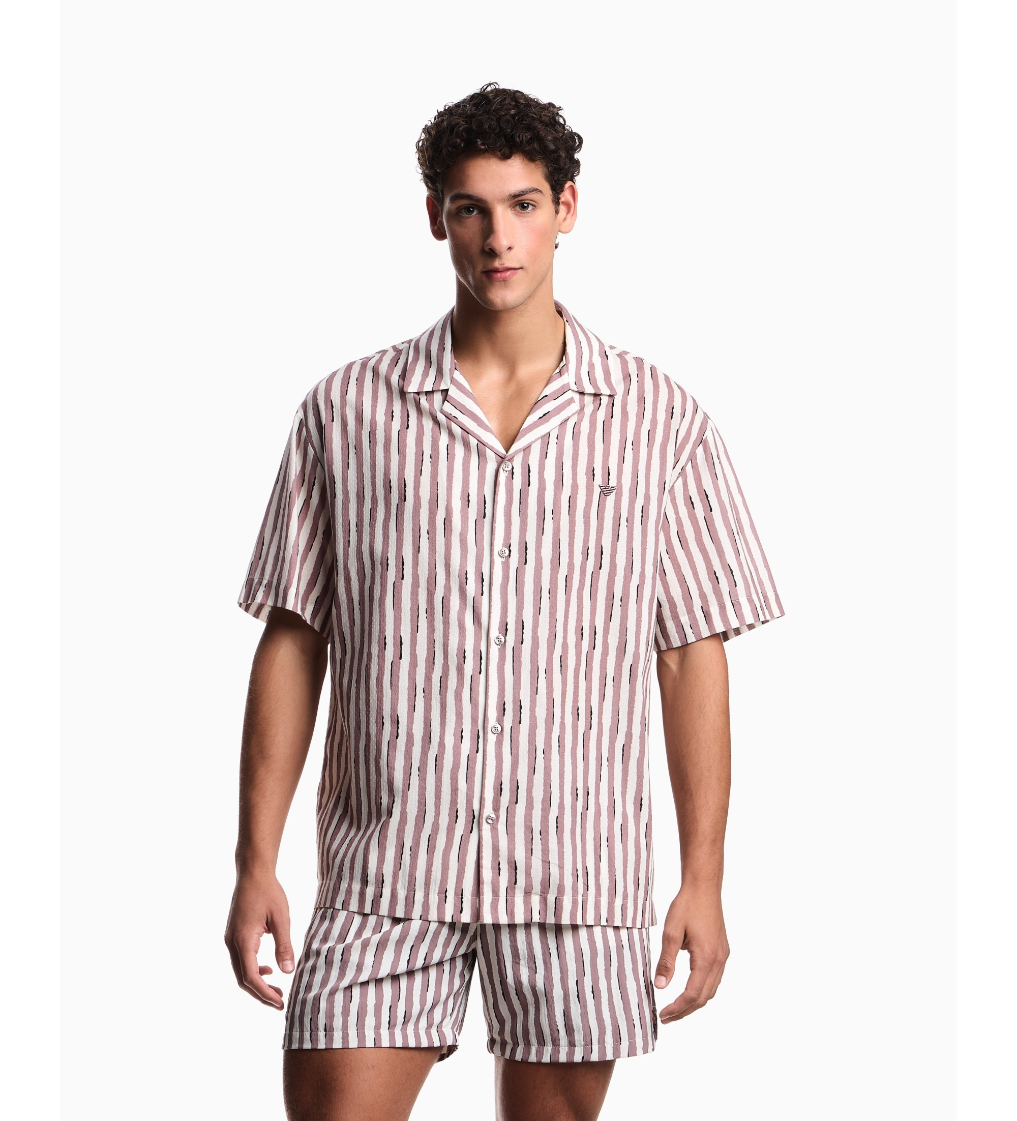 Emporio Armani für Herren. EM000593_AF20450 Hemd Saison Flieder (S), Lässig, Baumwolle, Kurzarm